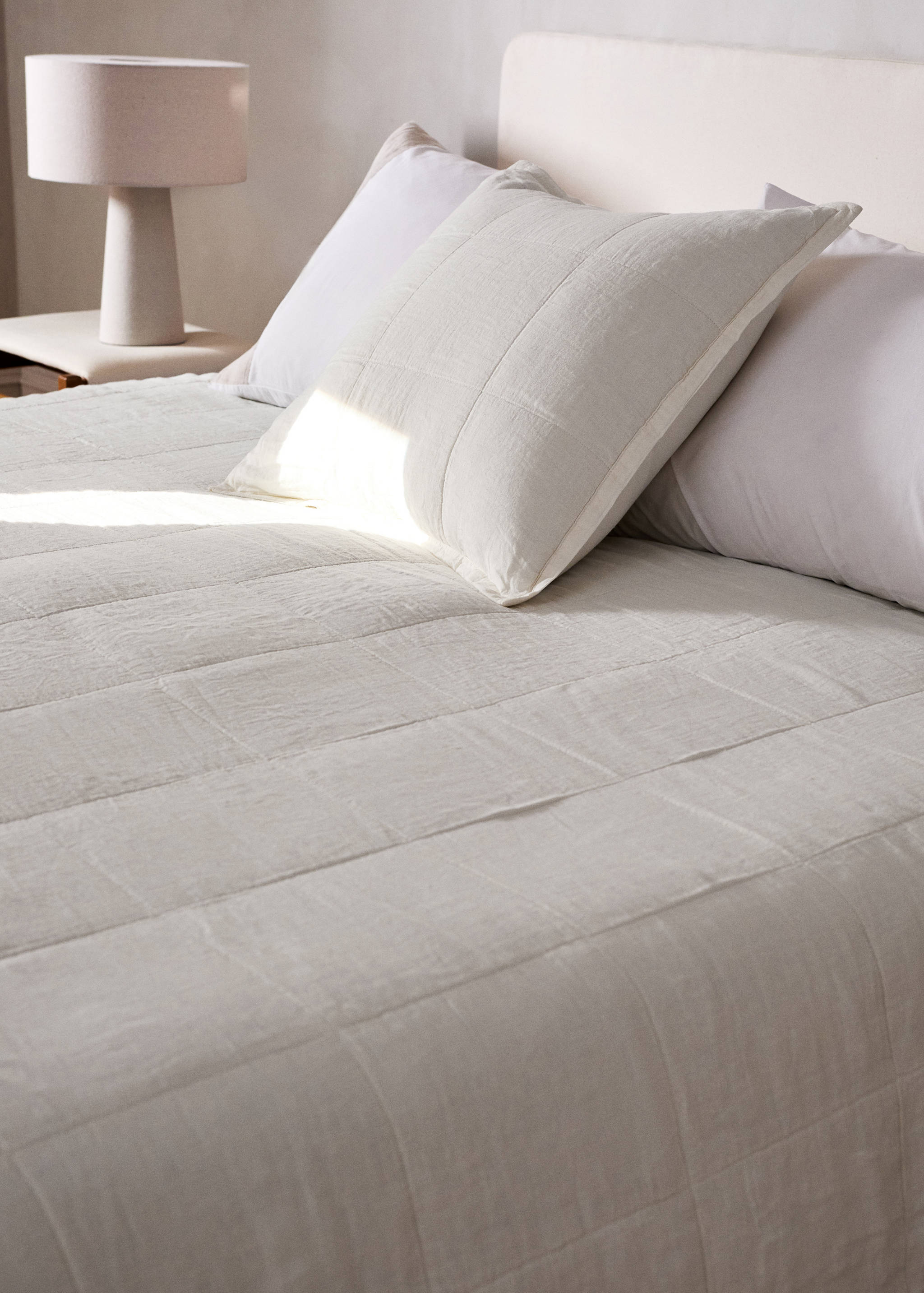 Couvre-lit en lin lavé grands carreaux lit 130/140 cm - Détail de l'article 7