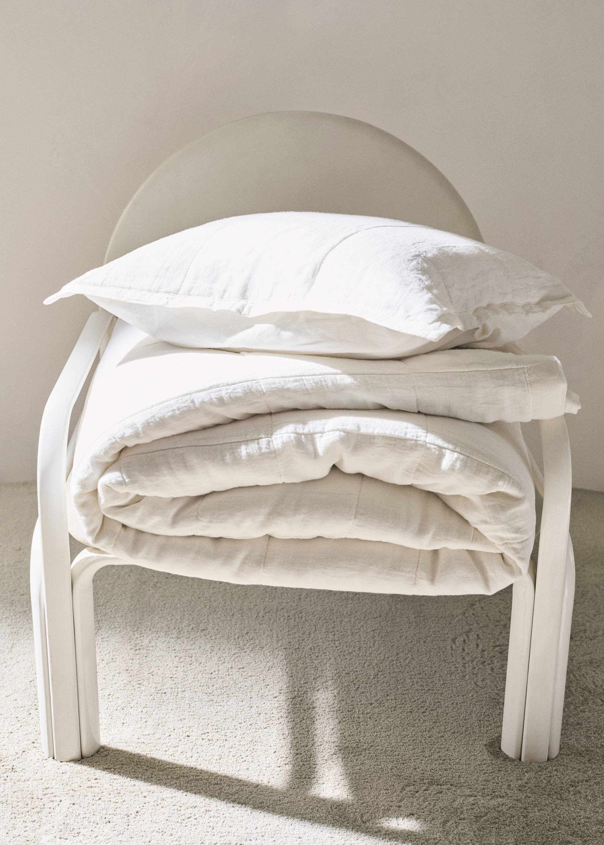 Couvre-lit en lin lavé grands carreaux lit 130/140 cm - Détail de l'article 6