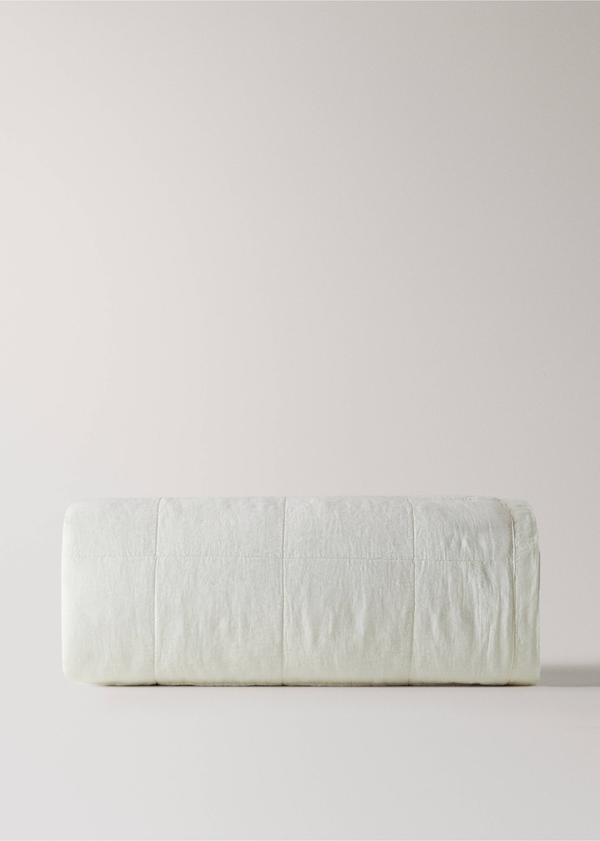 Washed linen duvet with large checks for bed 130/140 cm - Article without model, Ecru. Ref: 27082920-00.