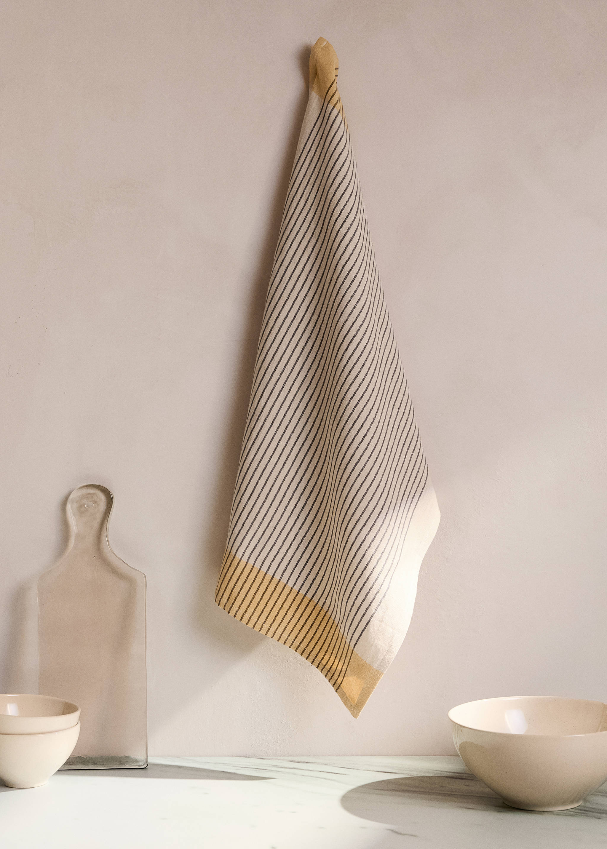 Torchon de cuisine coton et lin rayures - Plan général