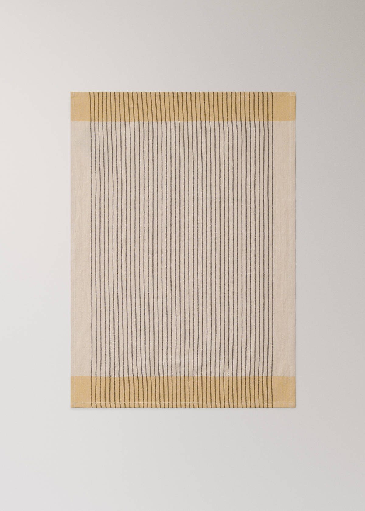 Cotton and linen striped kitchen towel — Peach