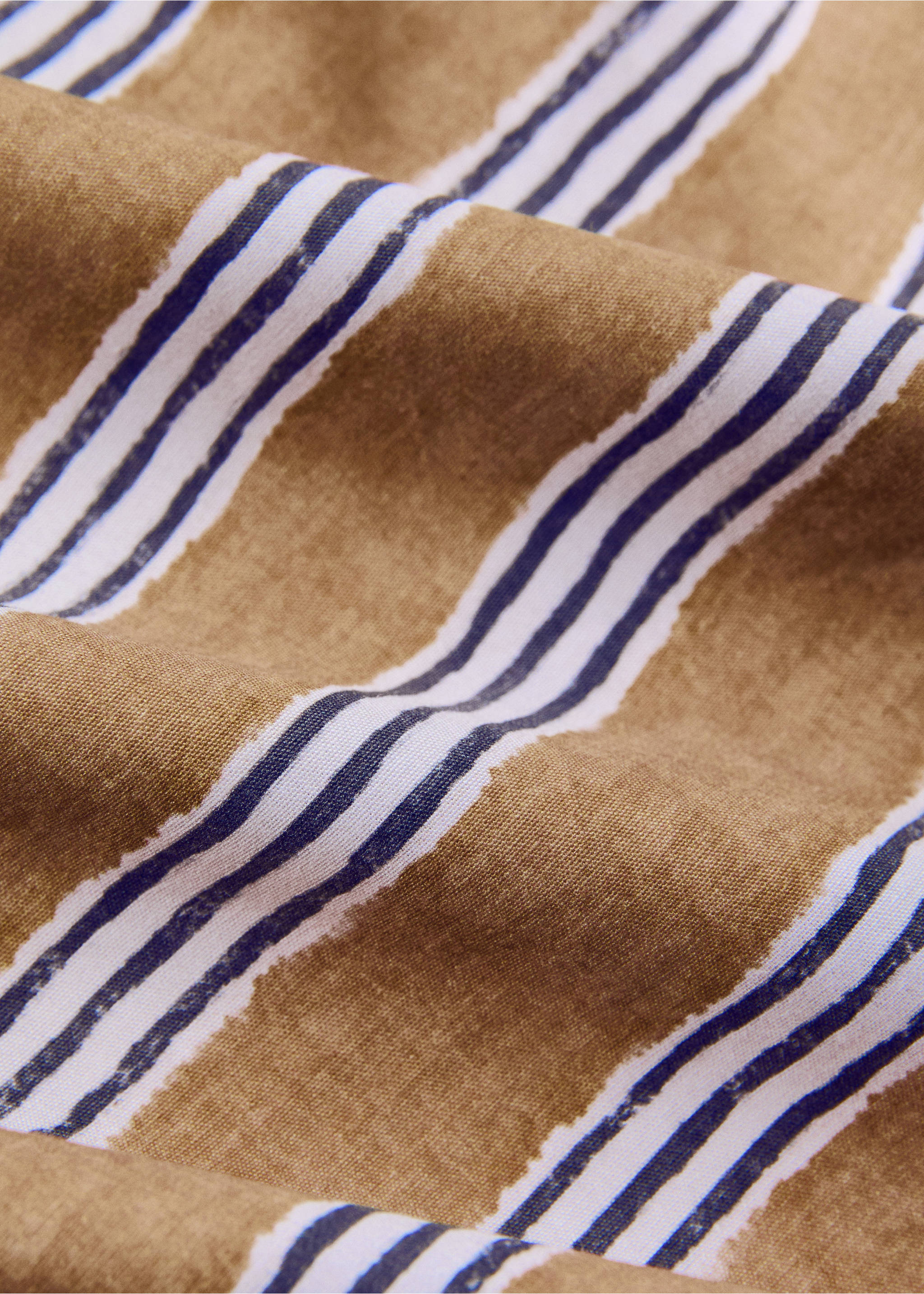 Tricolour striped percale cotton duvet cover for 150/160cm bed - Details of the article 1, Ochre. Ref: 27083010-00.