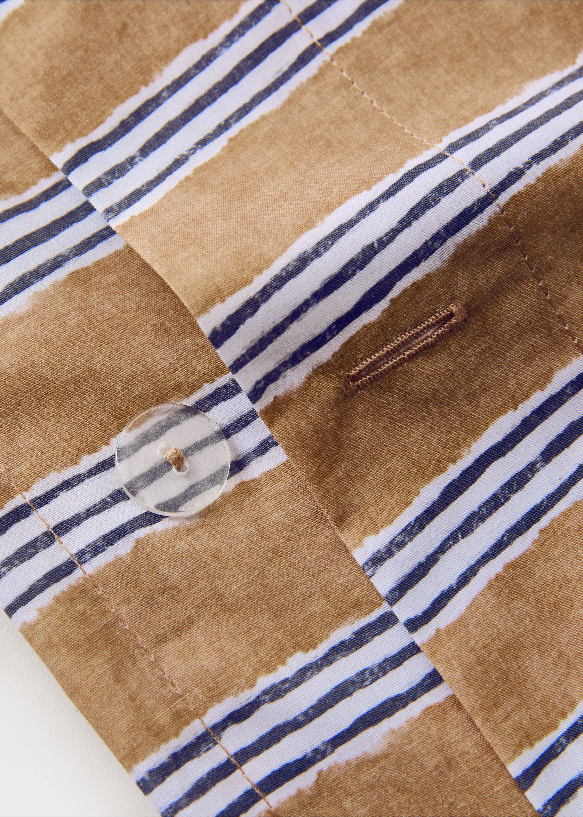 Tricolour striped percale cotton duvet cover for 150/160cm bed - Details of the article 2, Ochre. Ref: 27083010-00.