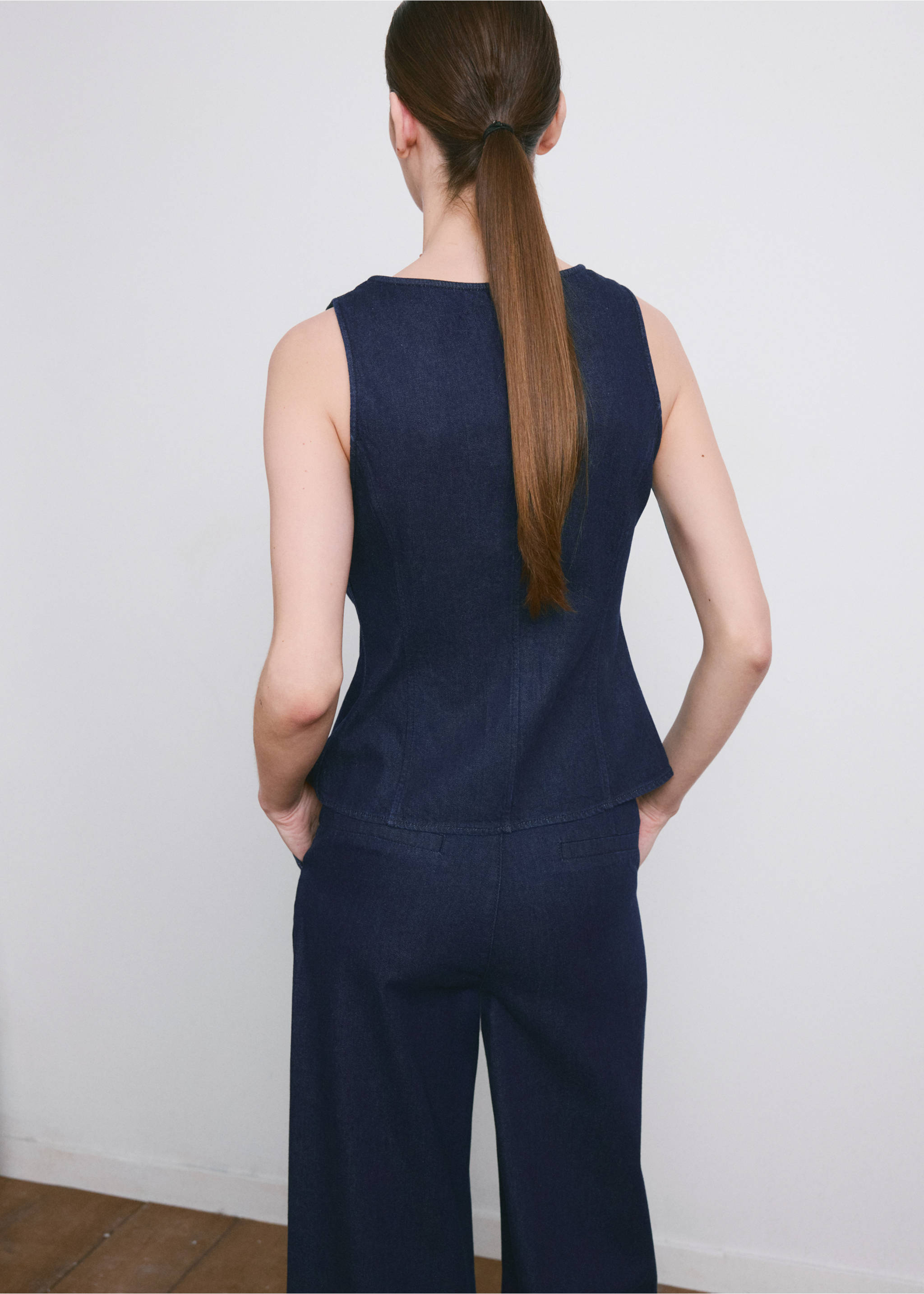 Buttoned denim top - Reverse of the article, Open Blue. Ref: 27083274-00.