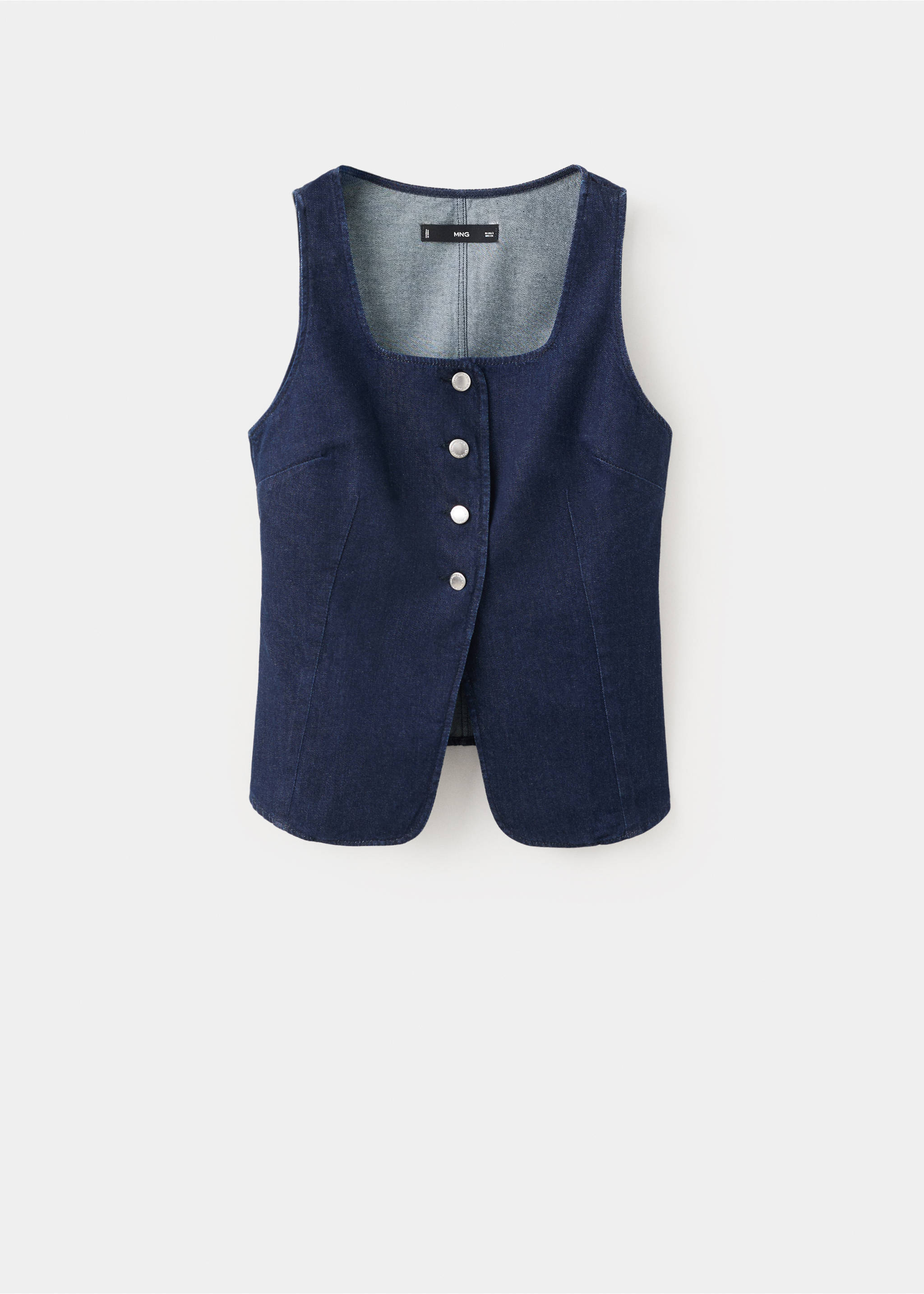 Buttoned denim top - Article without model, Open Blue. Ref: 27083274-00.