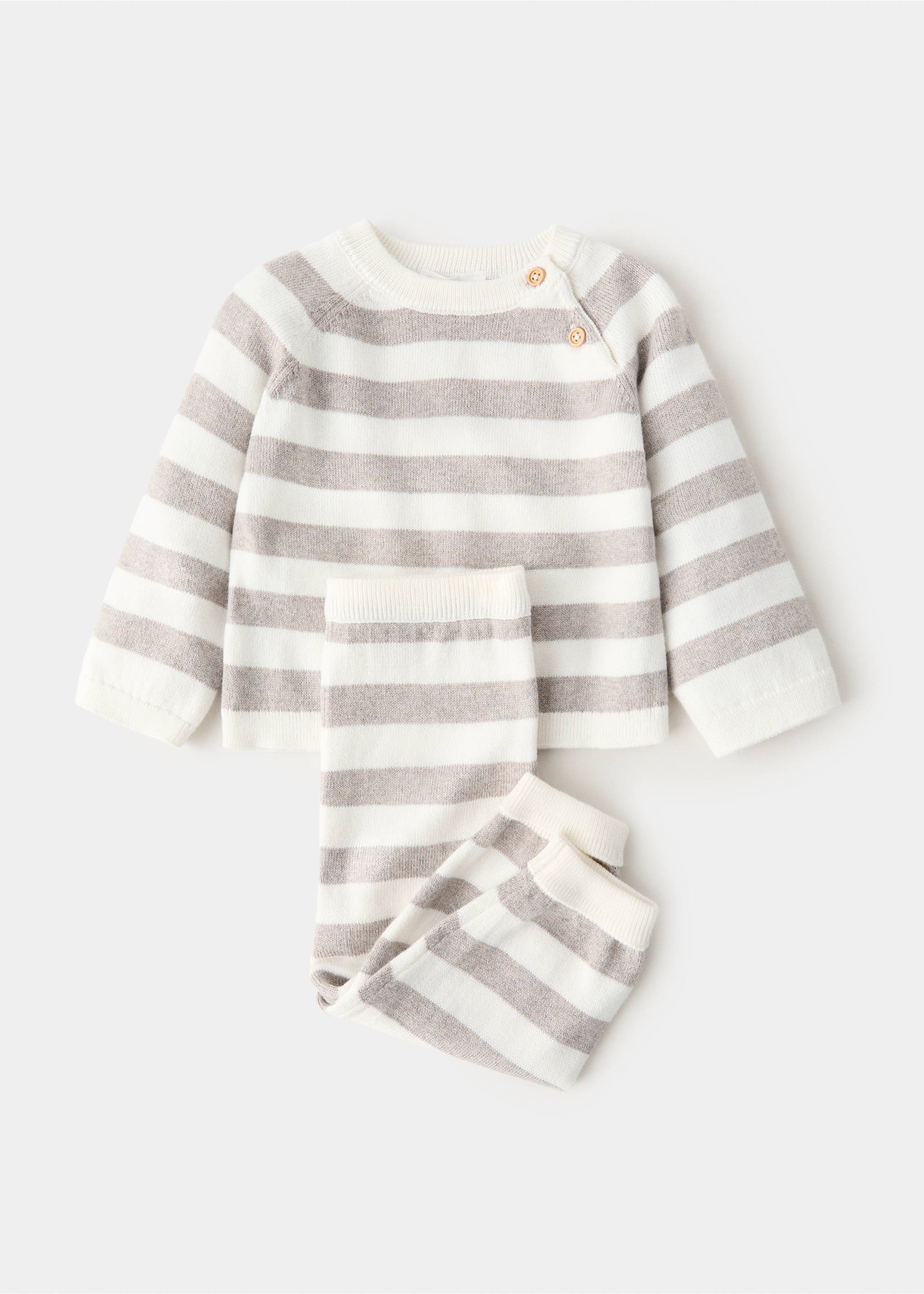 Knit striped sweater - Details of the article 0, Beige. Ref: 27083275-00.