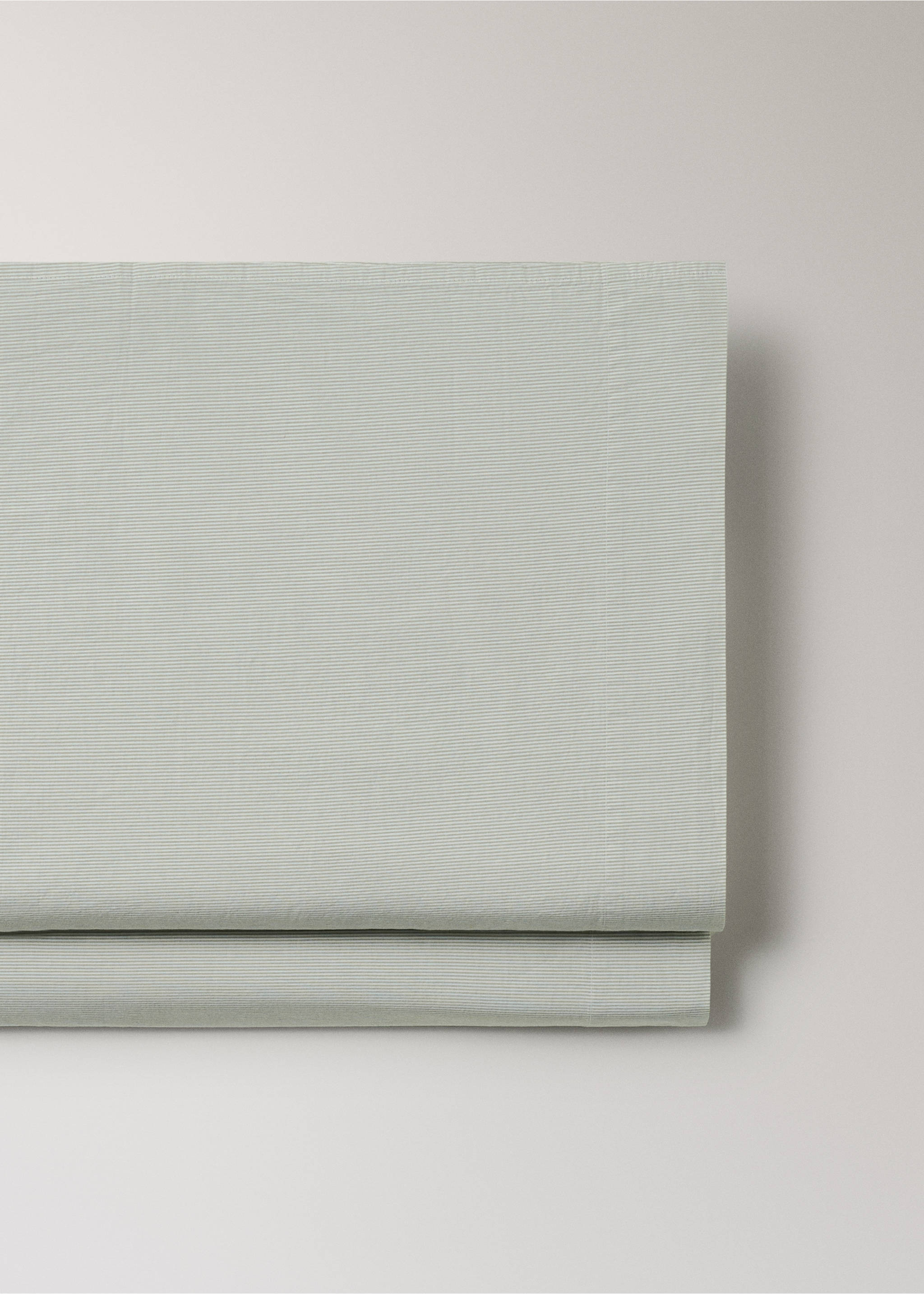 Drap plat coton fil teint lit 90 cm - Détail de l'article 2, Vert pastel. Ref: 27083277-00.