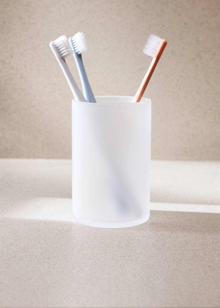 Frosted glass toothbrush tumbler — White