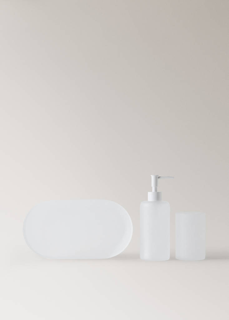 Frosted glass toothbrush tumbler — White