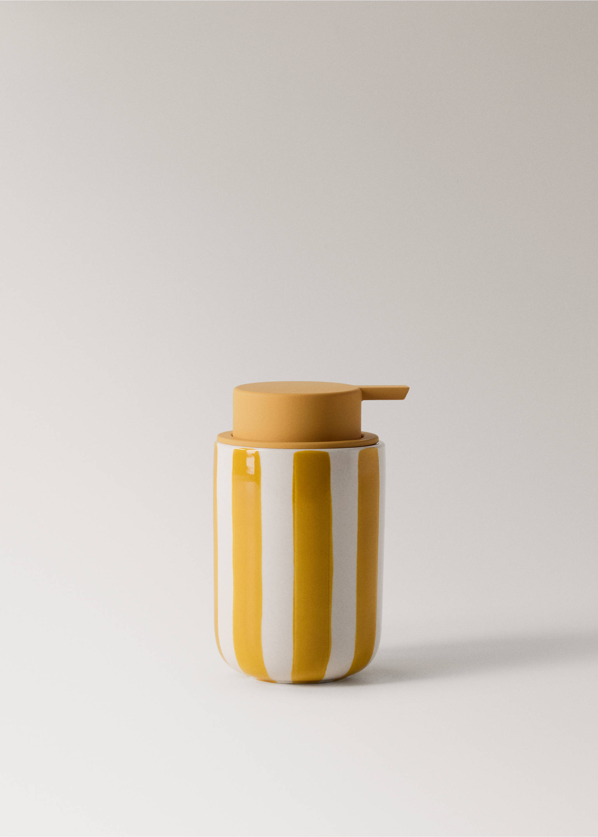 Painted stripe ceramic dispenser - Article without model, Mustard. Ref: 27083281-00.