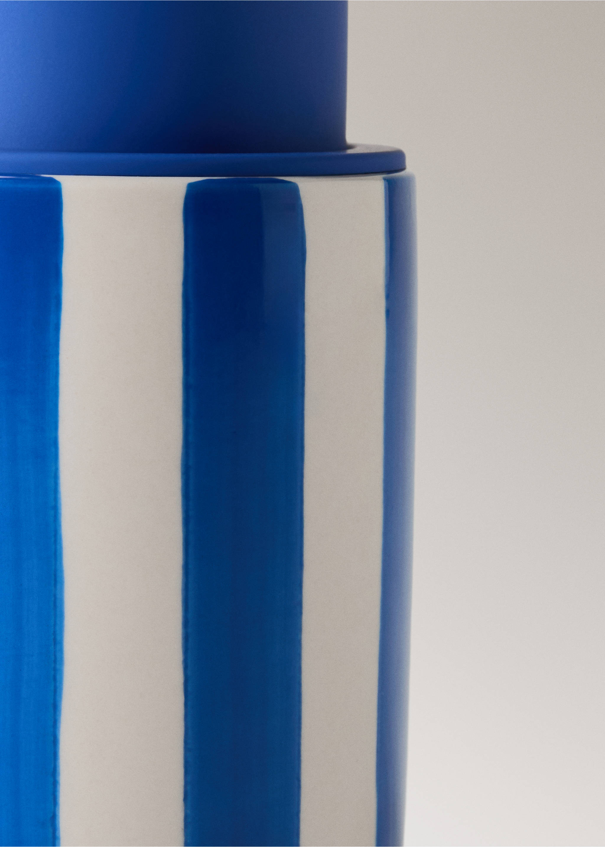 Keramički dozator s oslikanom prugom - Detalji artikla 2, Plava. Ref: 27083281-00.