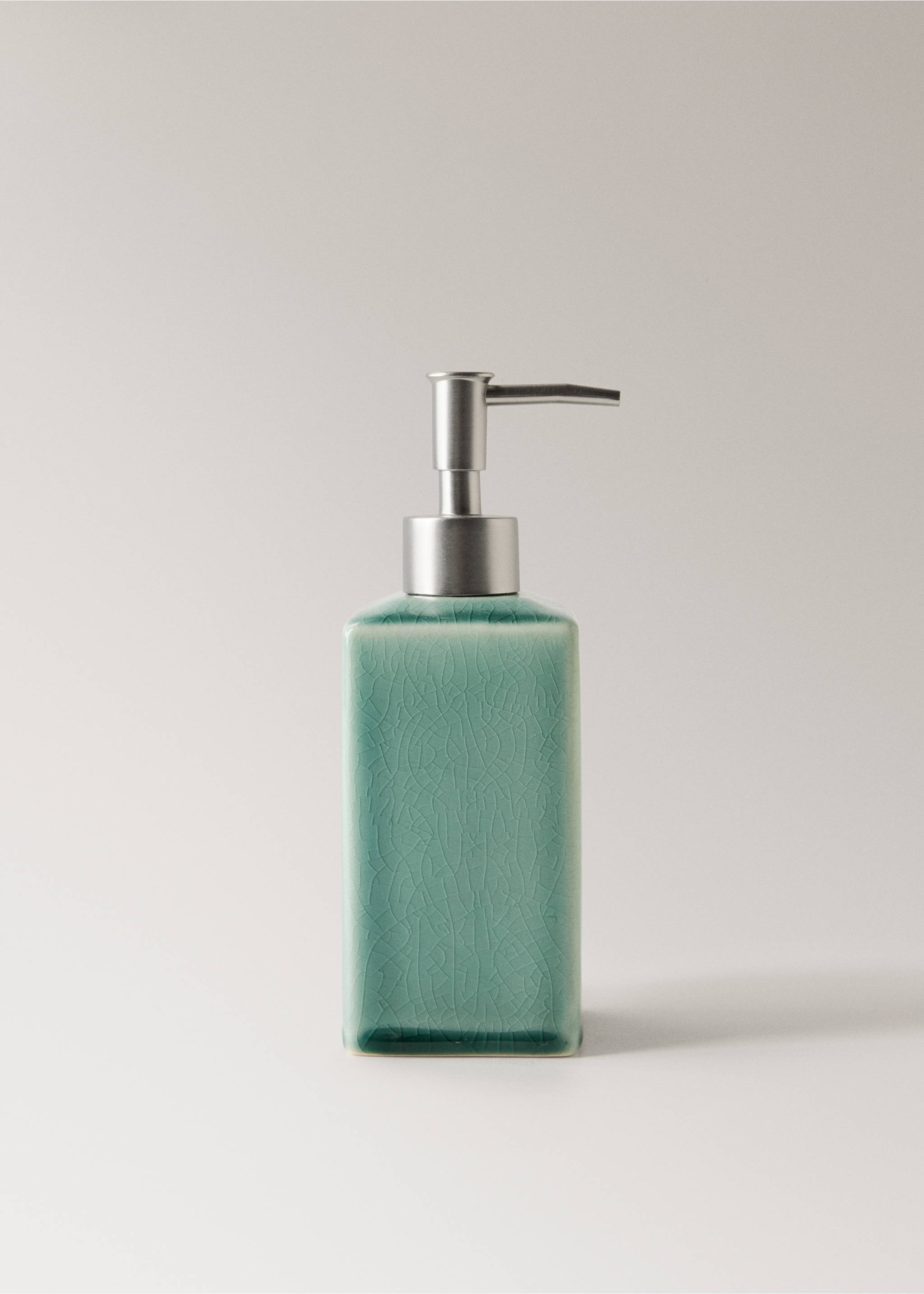 Crackled ceramic soap dispenser - Article without model, Aqua Green. Ref: 27083283-00.