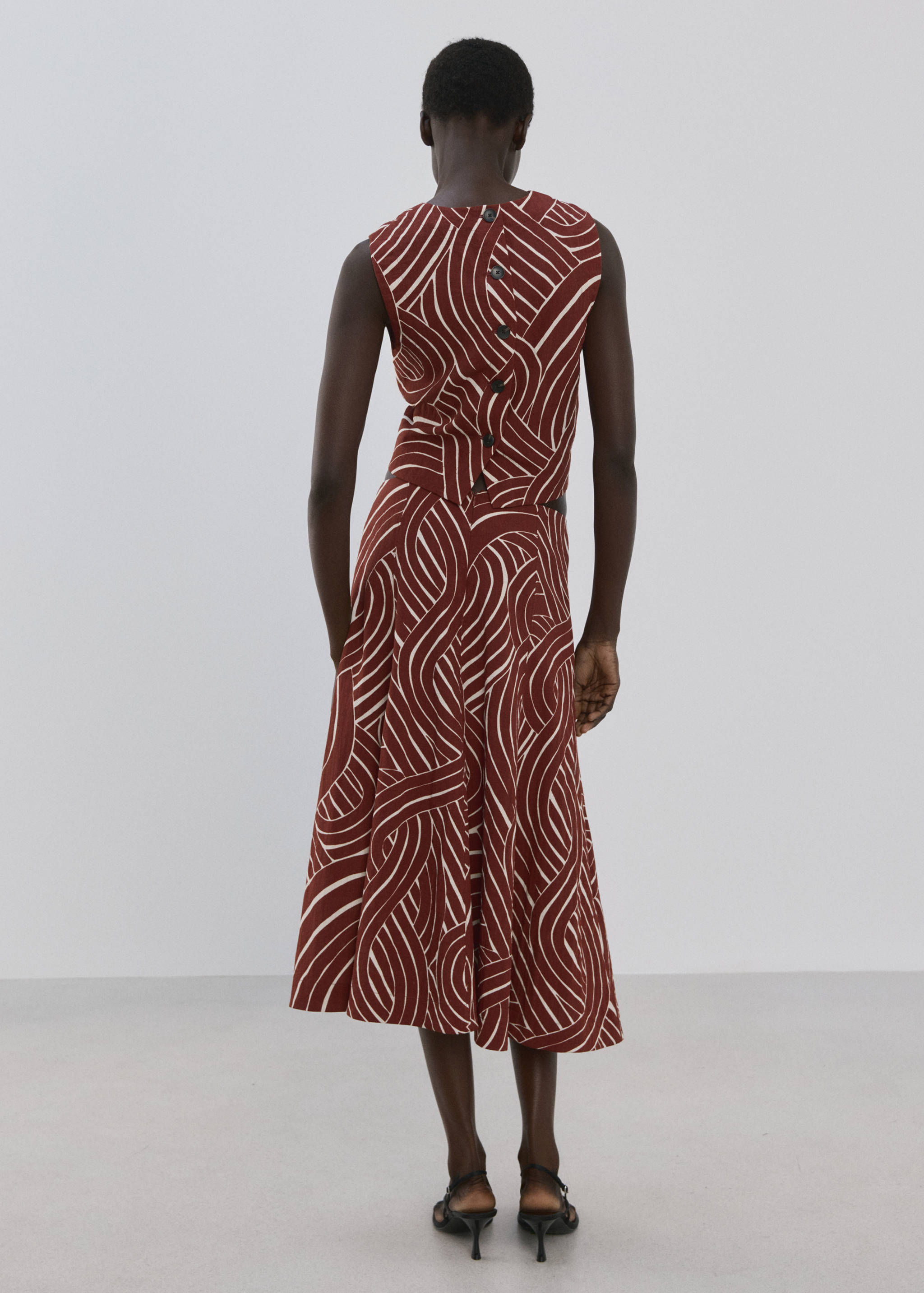 几何印花喇叭裙 - null