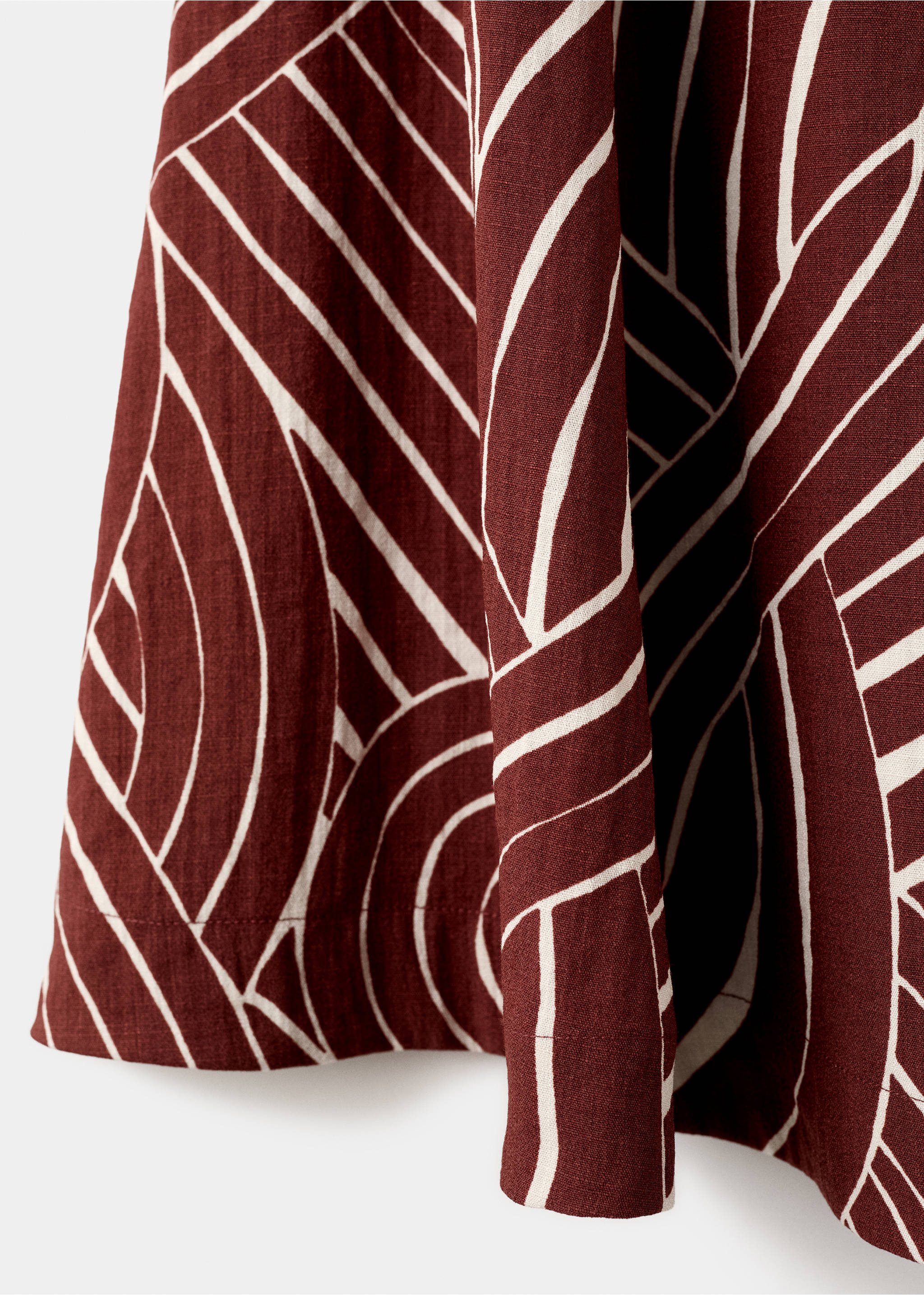 几何印花喇叭裙 - null, 酱紫色. Ref: 27083291-00.