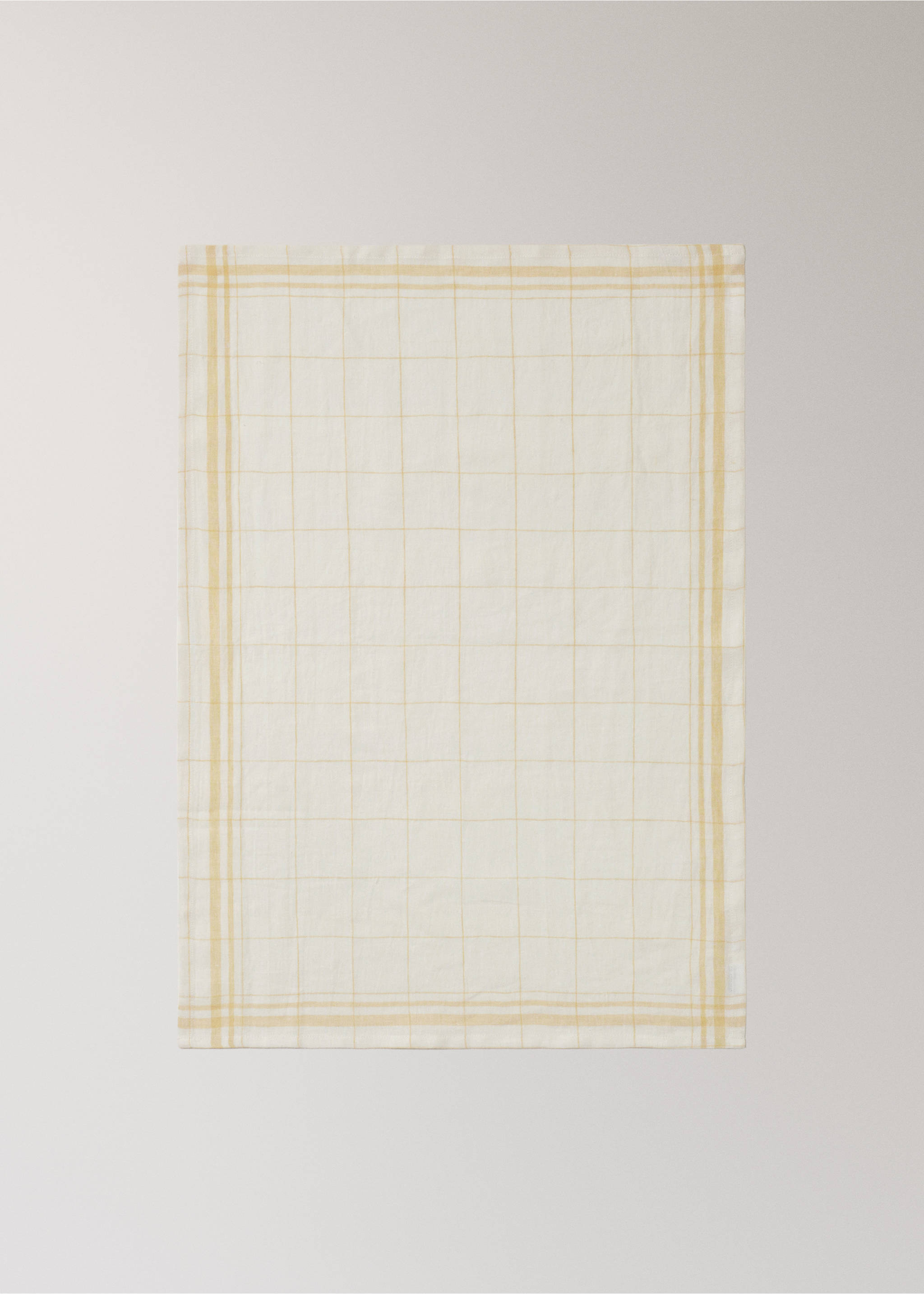 100% linen check-design tea towel - Details of the article 1, Yellow. Ref: 27083292-00.
