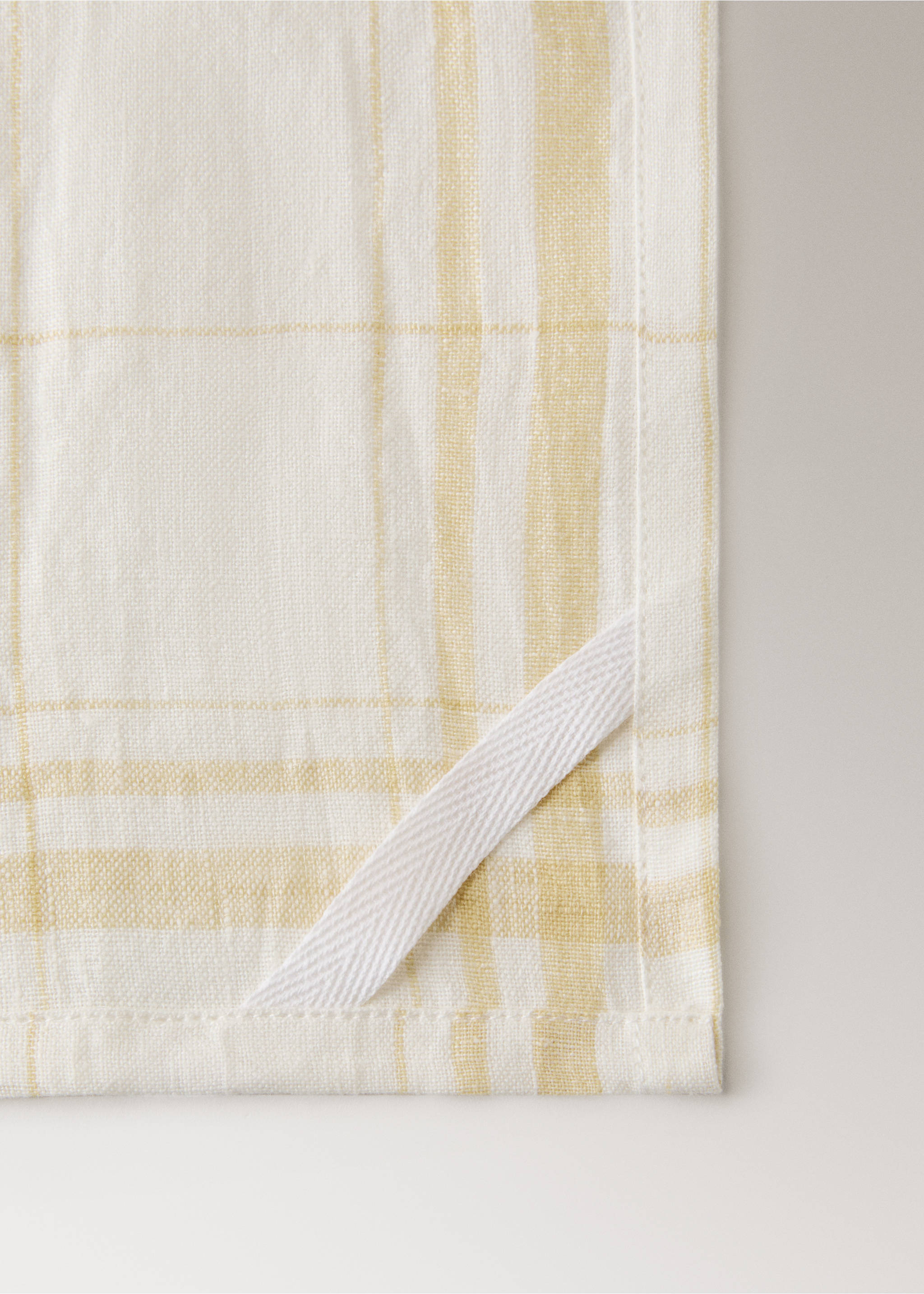 100% linen check-design tea towel - Details of the article 2, Yellow. Ref: 27083292-00.