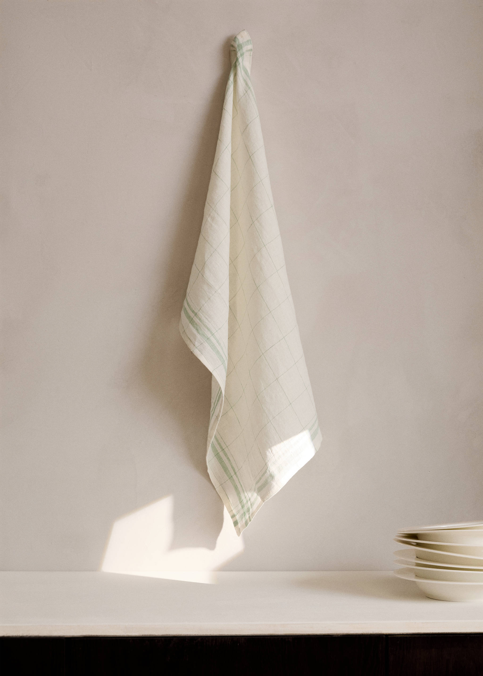 100% linen check-design tea towel - General plane
