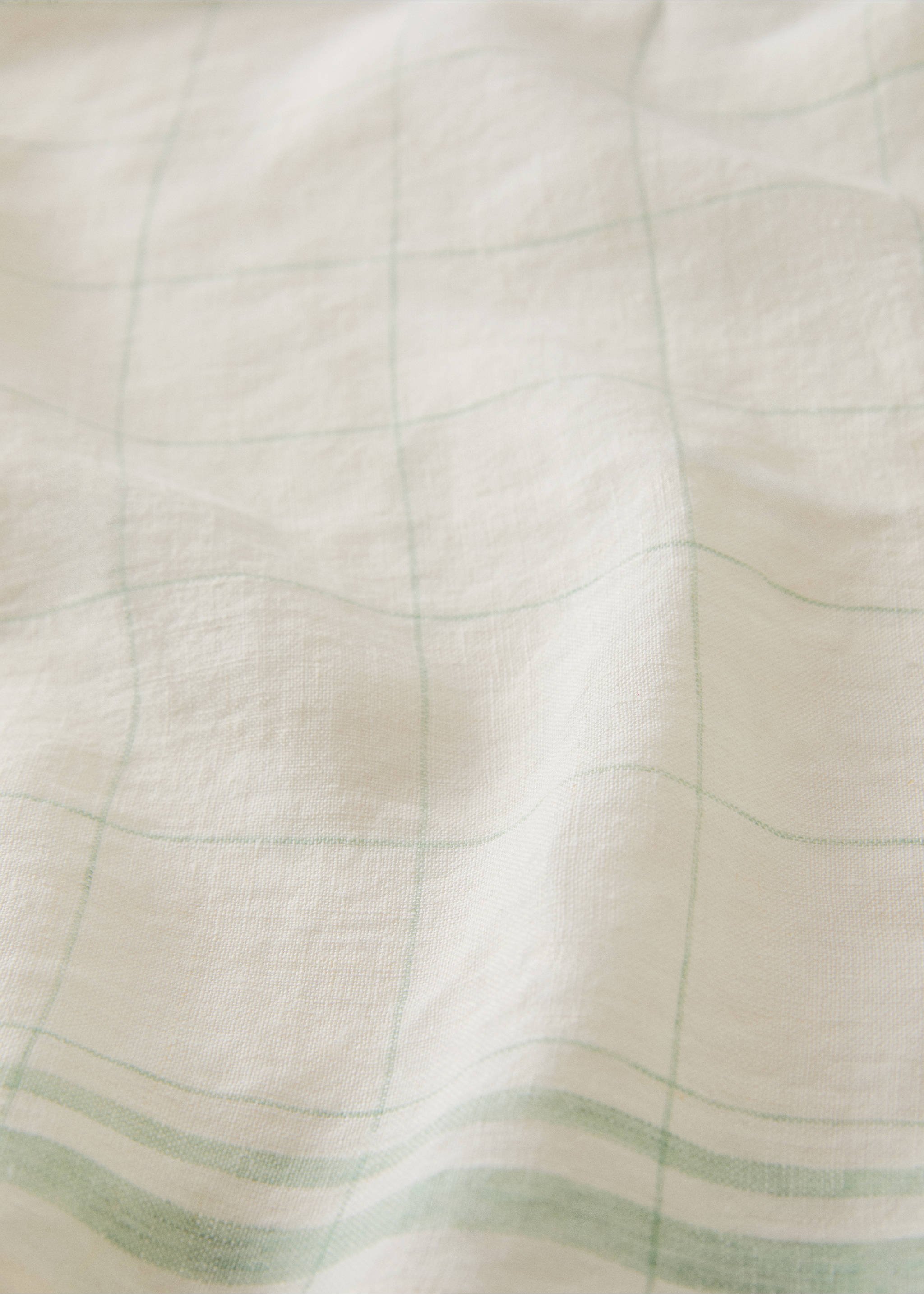 Torchon de cuisine 100 % lin motif carreaux - Détail de l'article 1, Vert. Ref: 27083292-00.