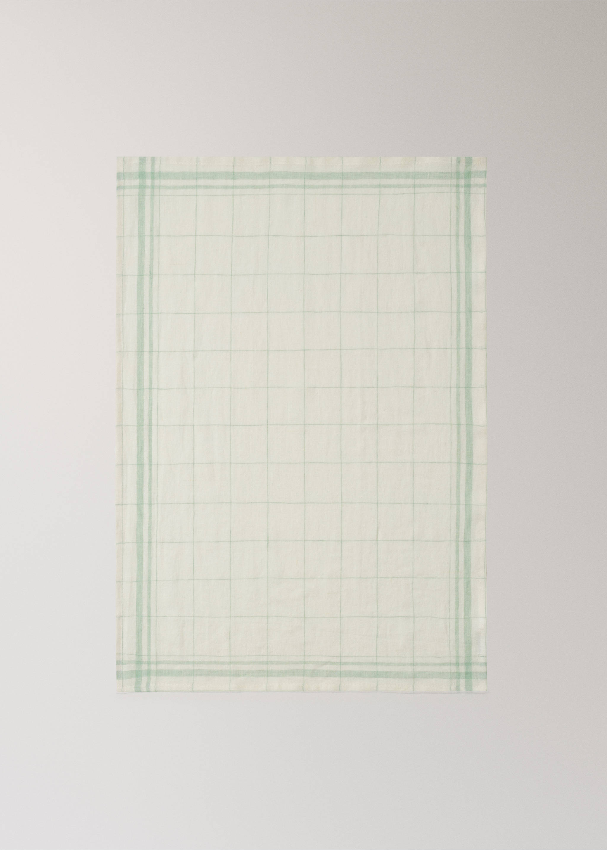 Torchon de cuisine 100 % lin motif carreaux - Détail de l'article 3, Vert. Ref: 27083292-00.