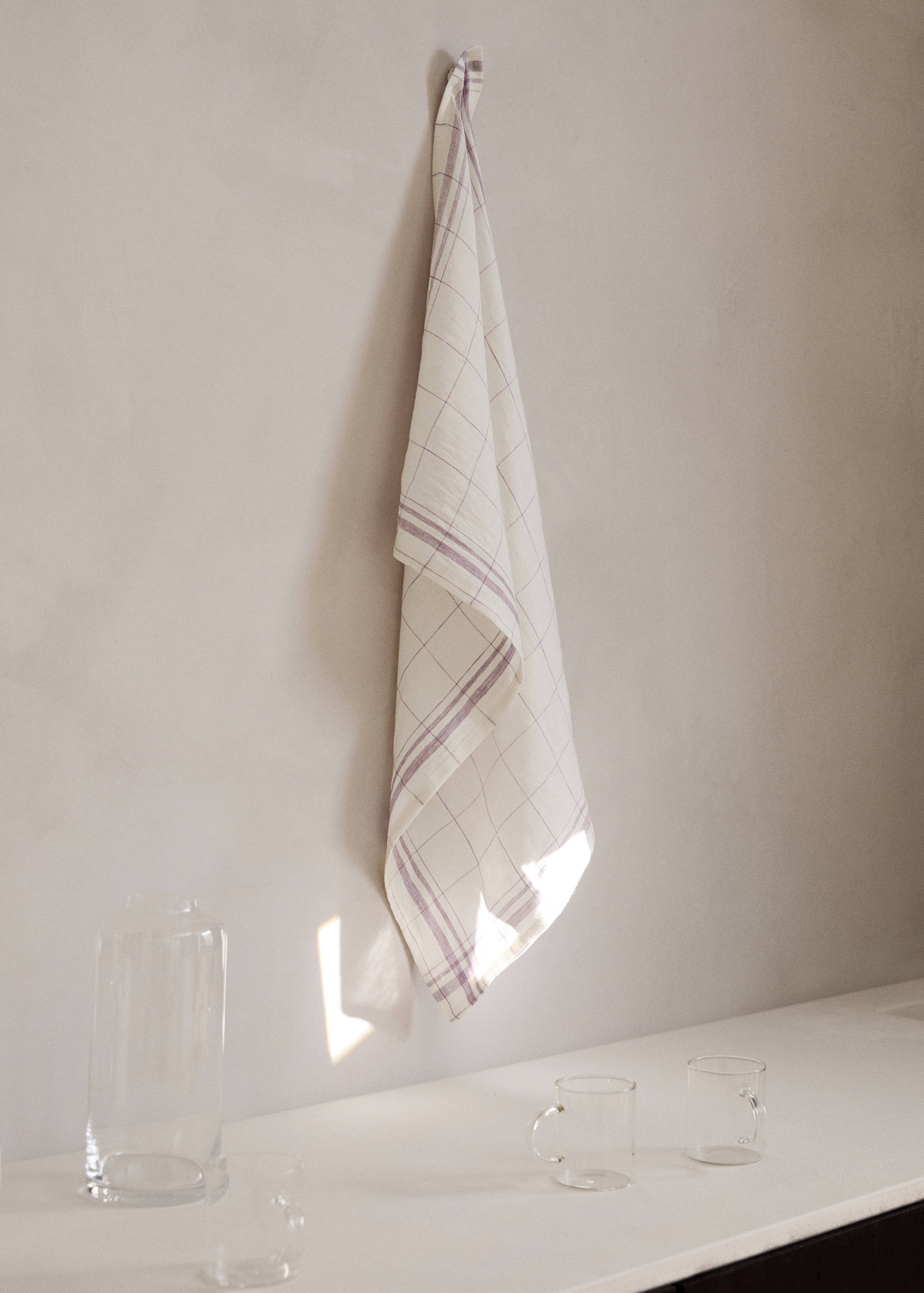 100% linen check-design tea towel - General plane