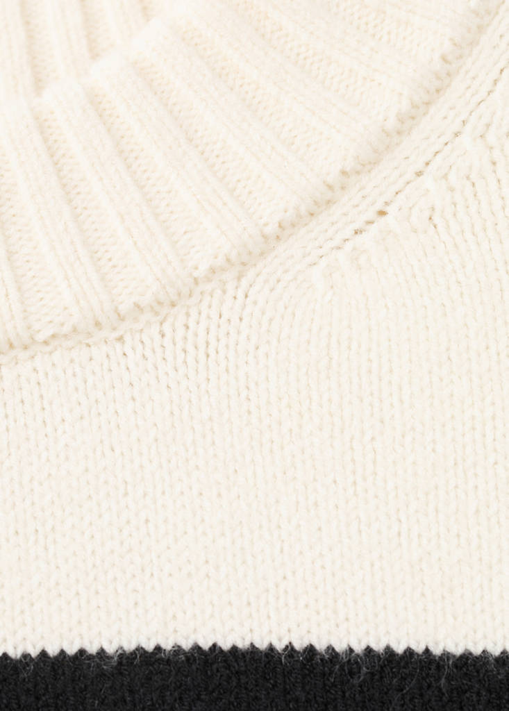 Knit striped sweater — Ecru