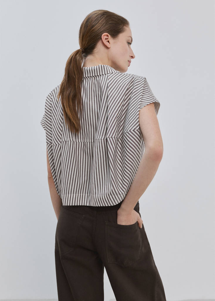 Striped cropped shirt — Ecru