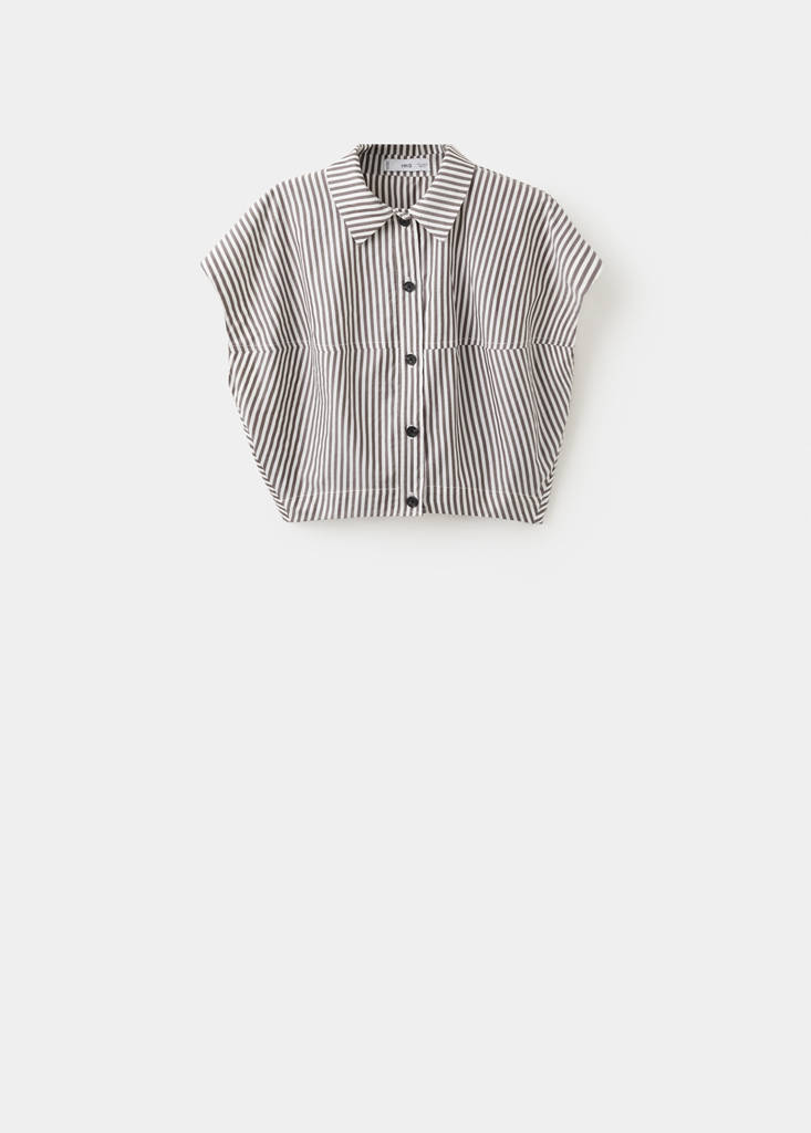Striped cropped shirt — Ecru