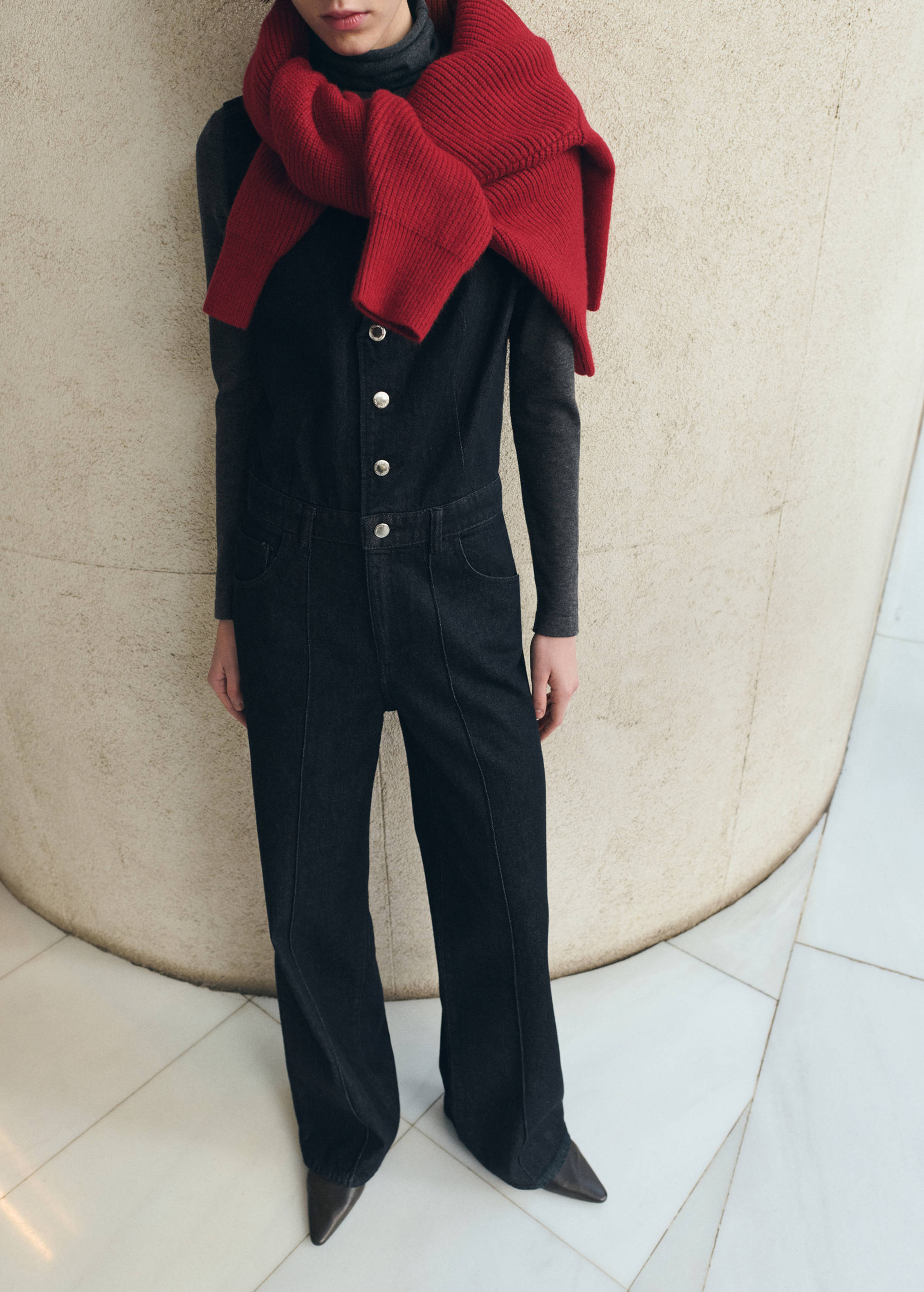 Buttons denim jumpsuit - General plane