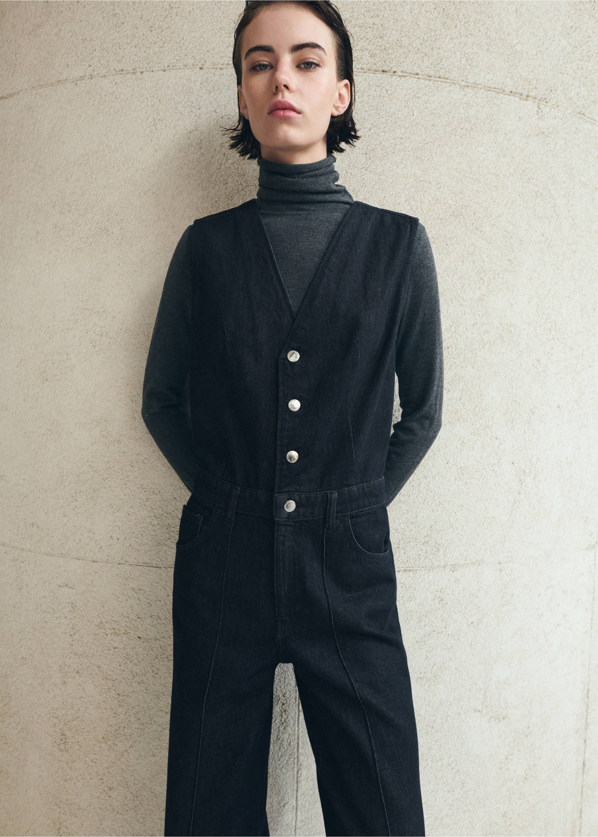 Buttons denim jumpsuit - Medium plane, Open Blue. Ref: 27083296-00.