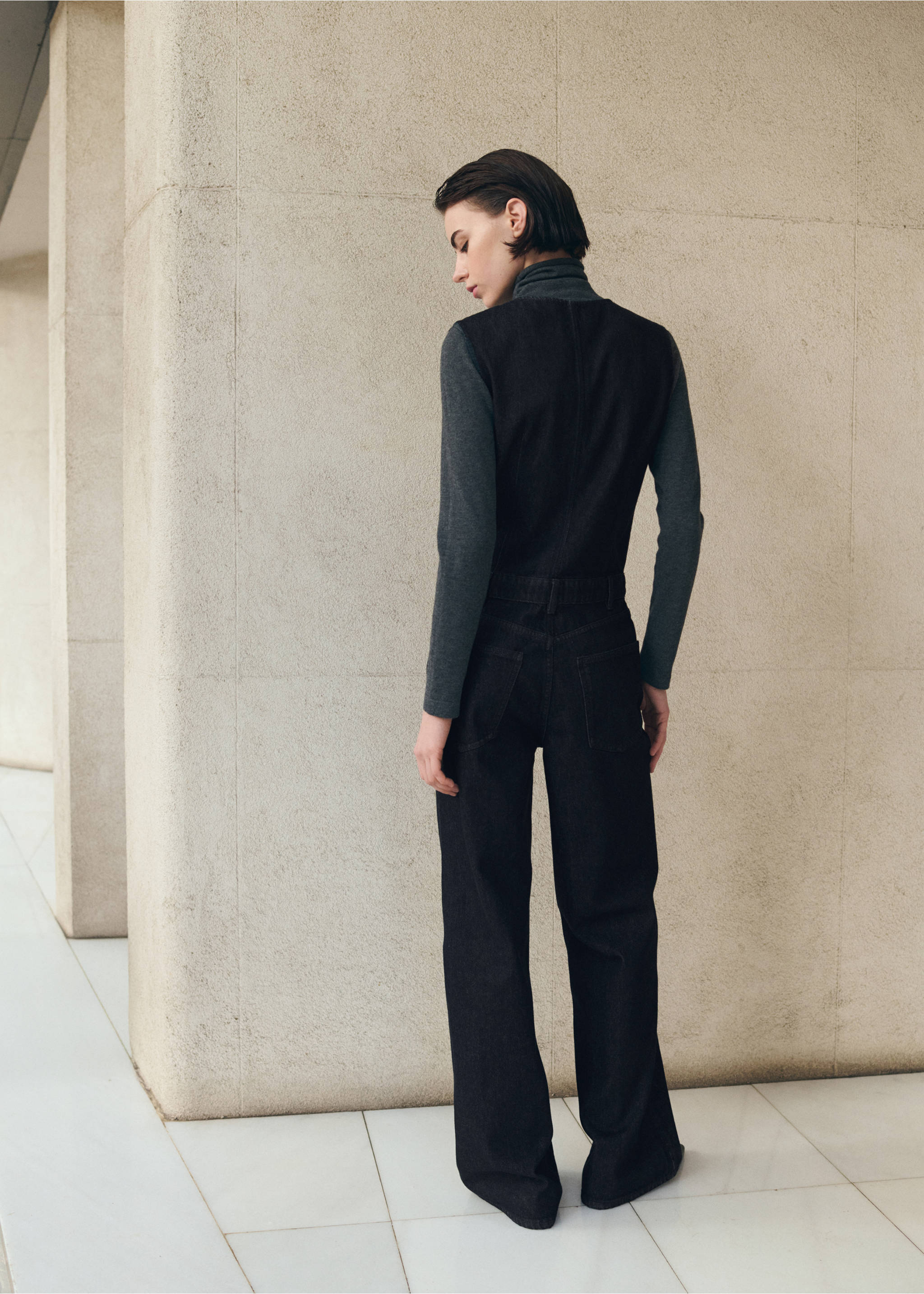 Buttons denim jumpsuit - Reverse of the article, Open Blue. Ref: 27083296-00.