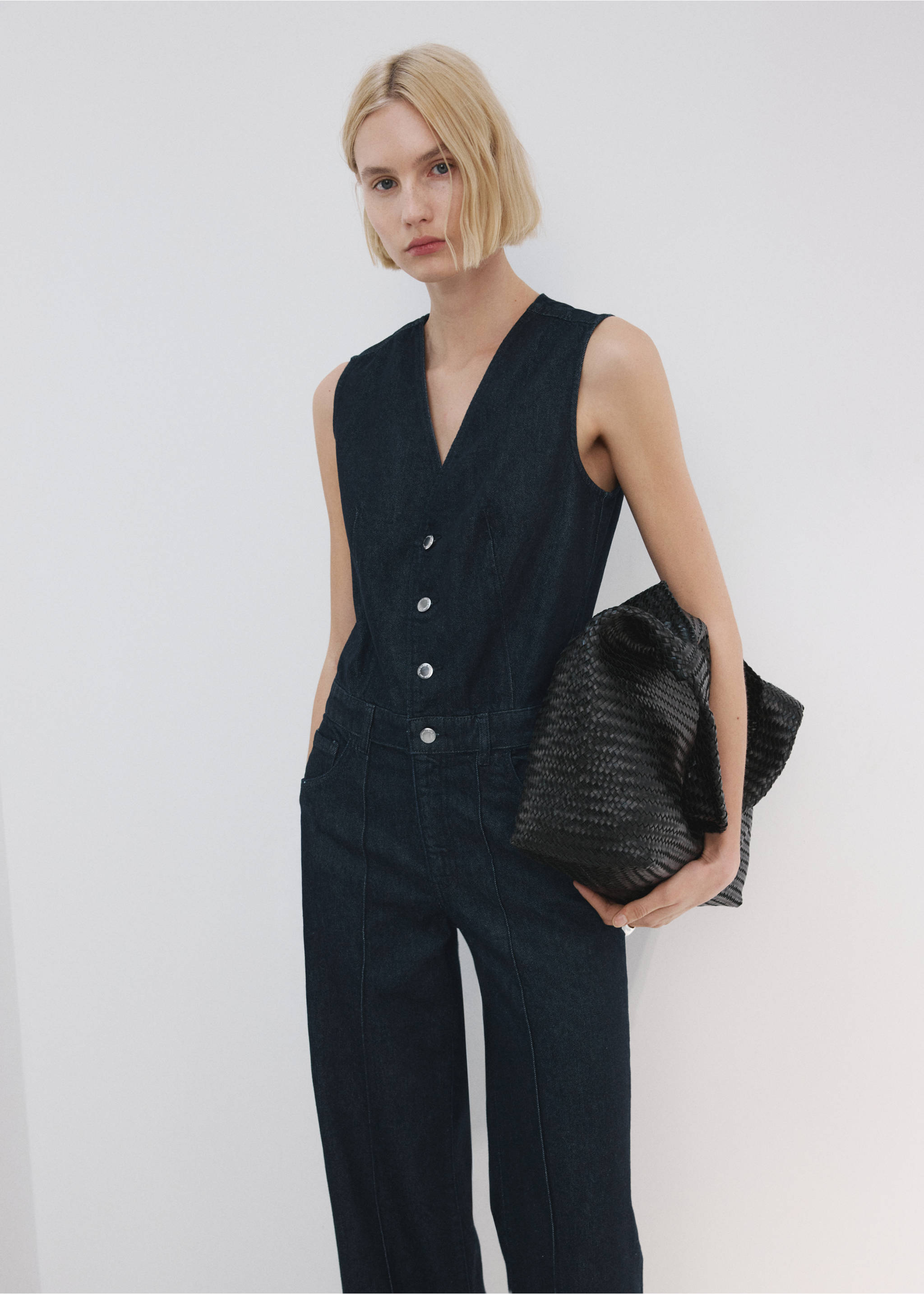 Buttons denim jumpsuit - Medium plane, Open Blue. Ref: 27083296-01.