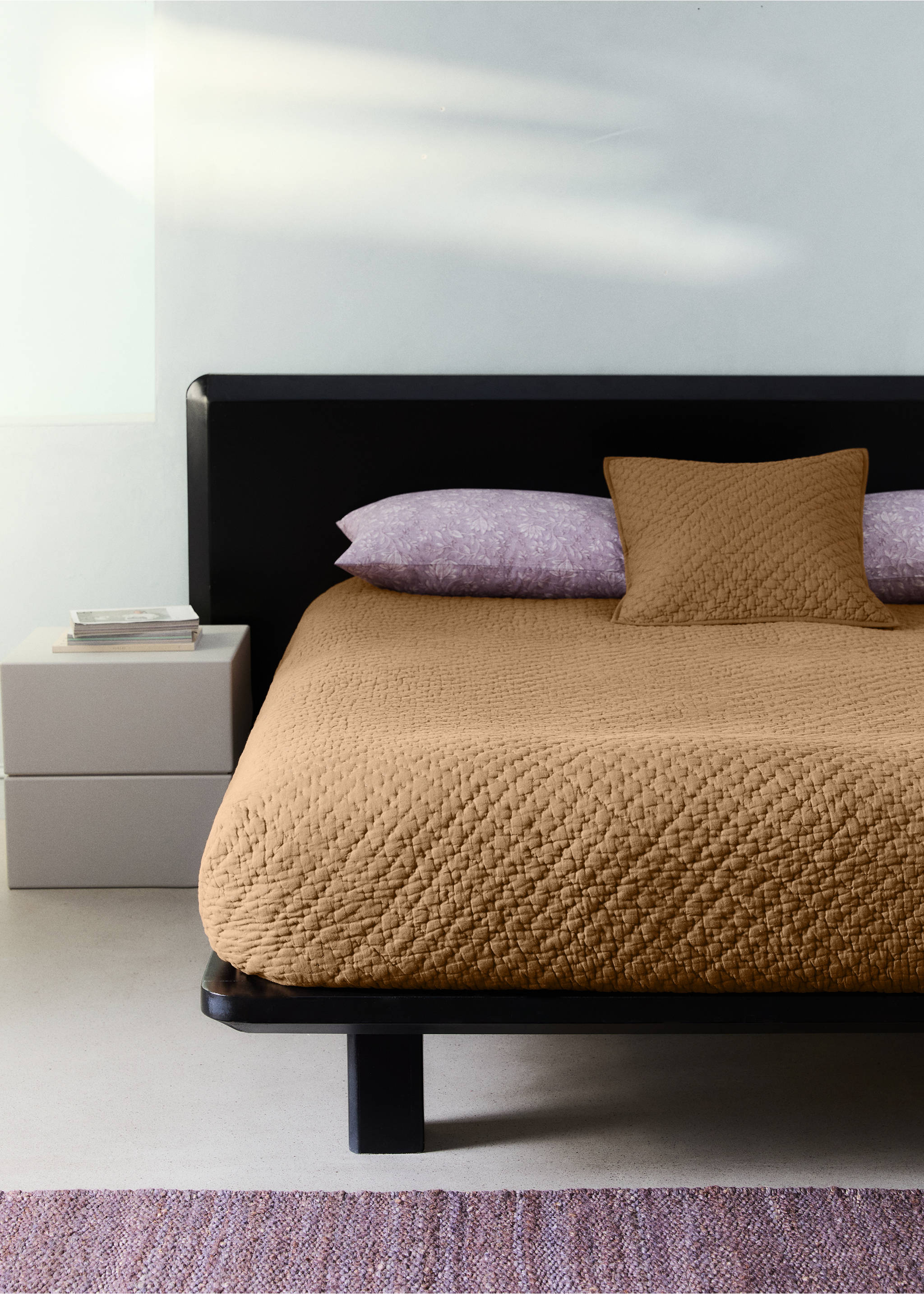 Hand-stitched cotton duvet Bed 130/150 cm - General plane, Ochre. Ref: 27083297-00.