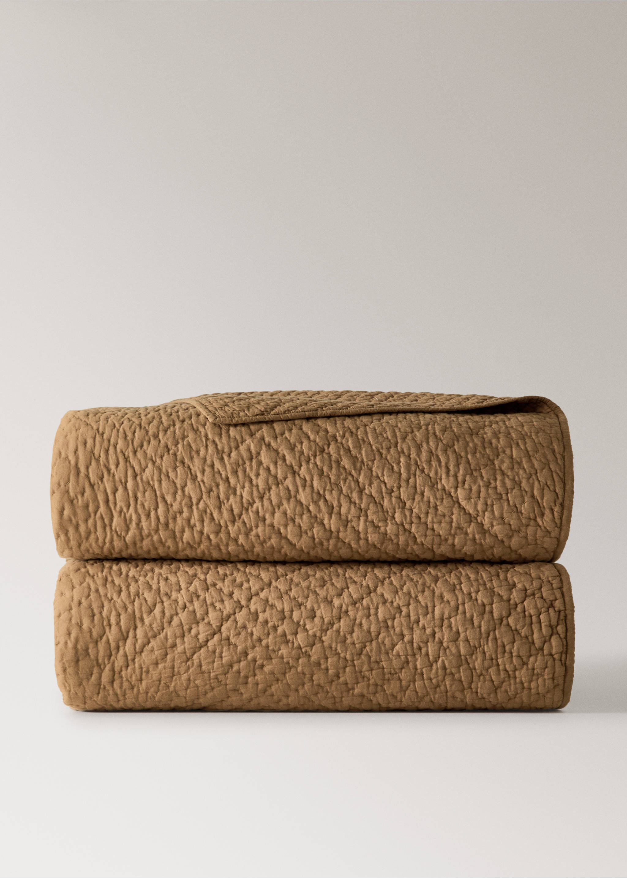 Hand-stitched cotton duvet Bed 130/150 cm - Article without model, Ochre. Ref: 27083297-00.