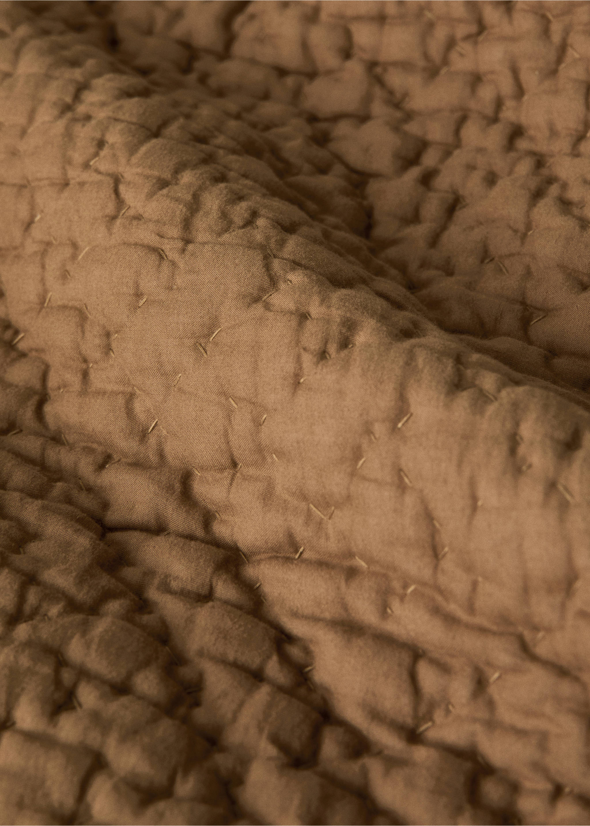 Hand-stitched cotton duvet Bed 130/150 cm - Details of the article 1, Ochre. Ref: 27083297-00.