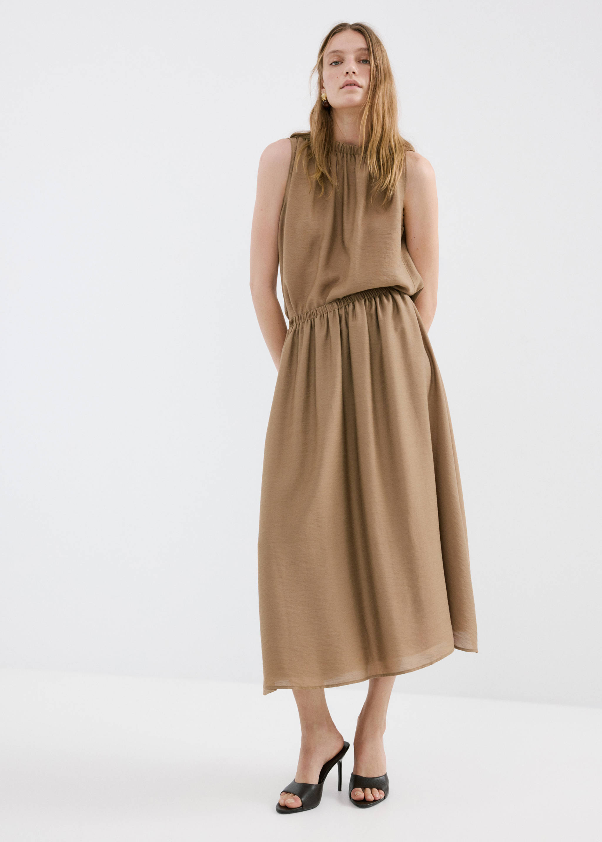 Gathered midi skirt - General plane