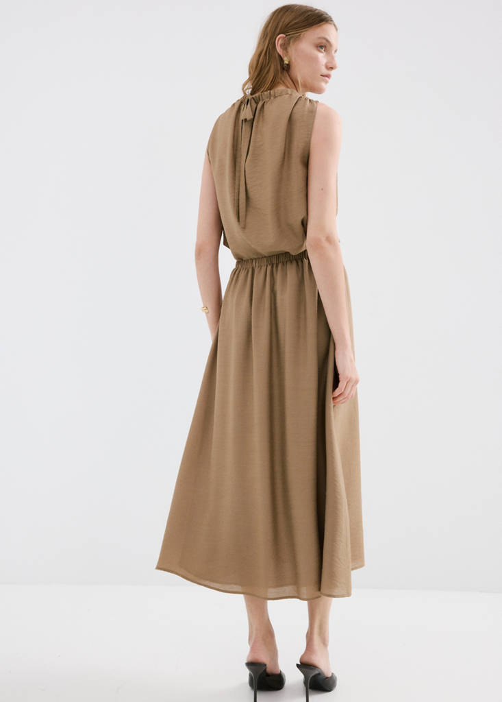 Gathered midi skirt — Brown