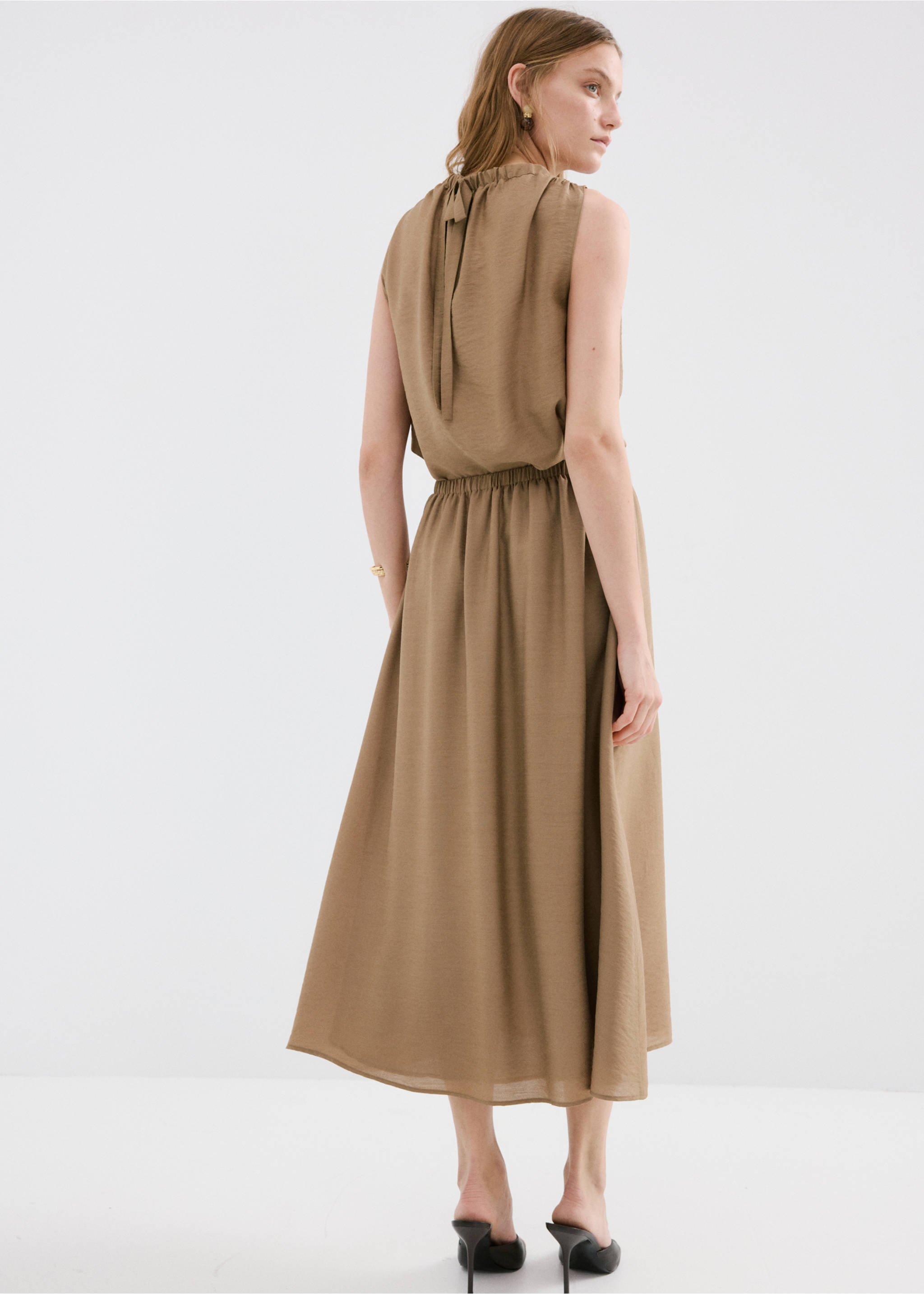 Gathered midi skirt - Reverse of the article, Brown. Ref: 27083300-00.