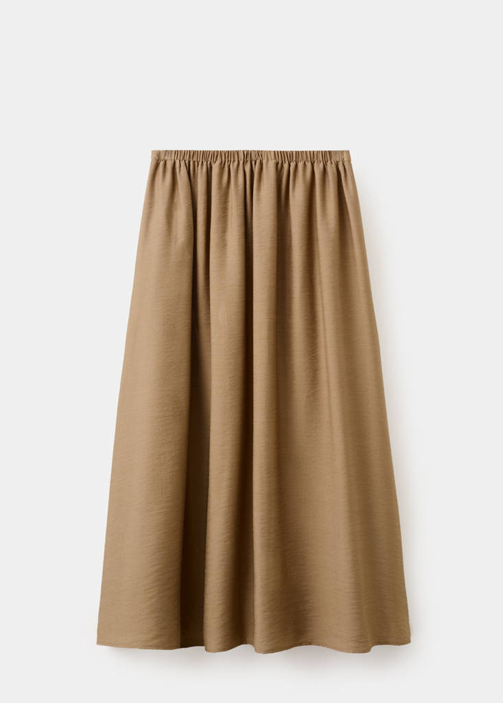 Gathered midi skirt — Brown