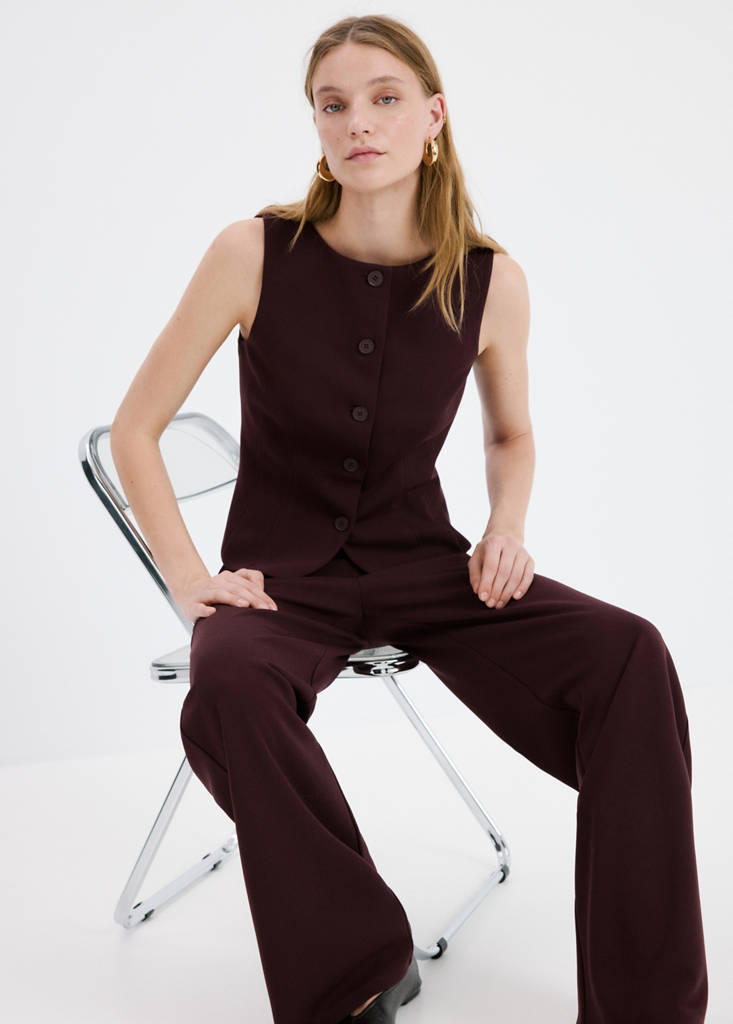 Straight low-rise suit trousers — Burgundy
