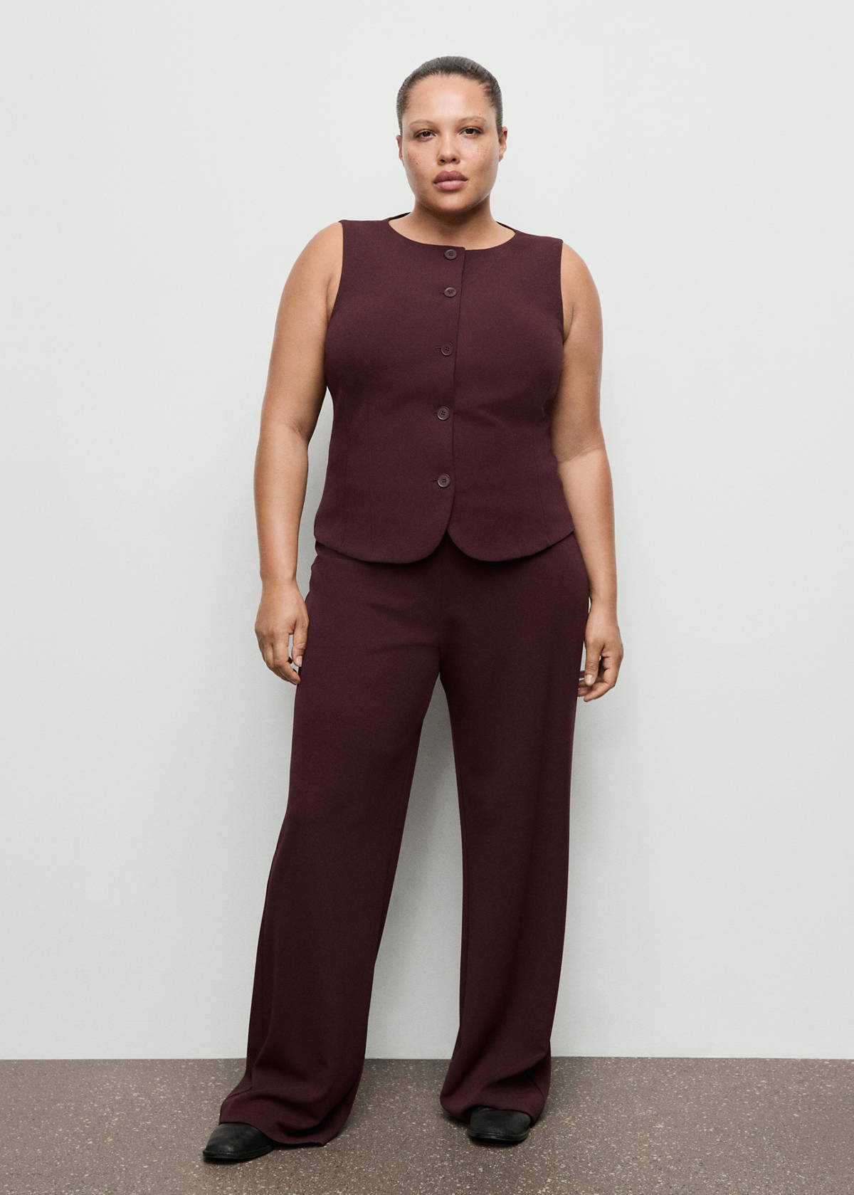 Straight low-rise suit trousers — Burgundy