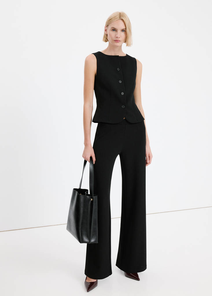Straight low-rise suit trousers — Black