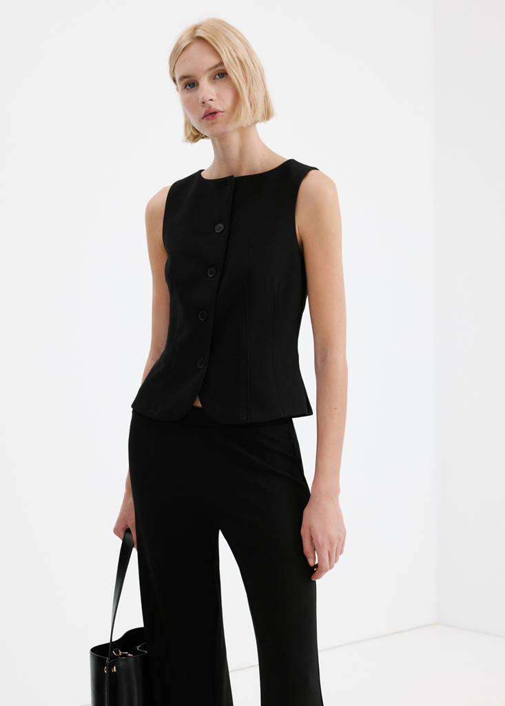 Straight low-rise suit trousers — Black
