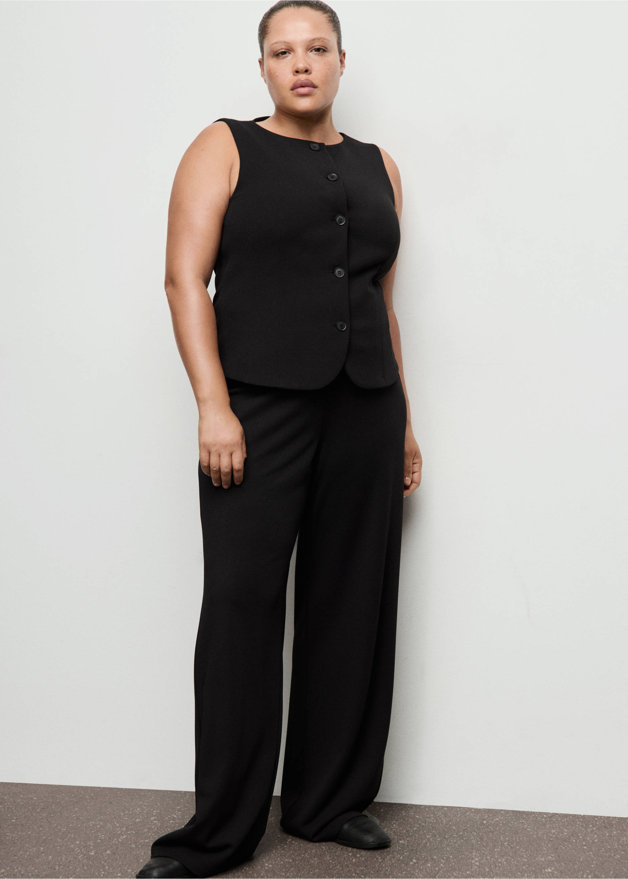 Pantalons rectes vestit tir baix - Detall de l'article 3, Negre. Ref: 27083303-00.