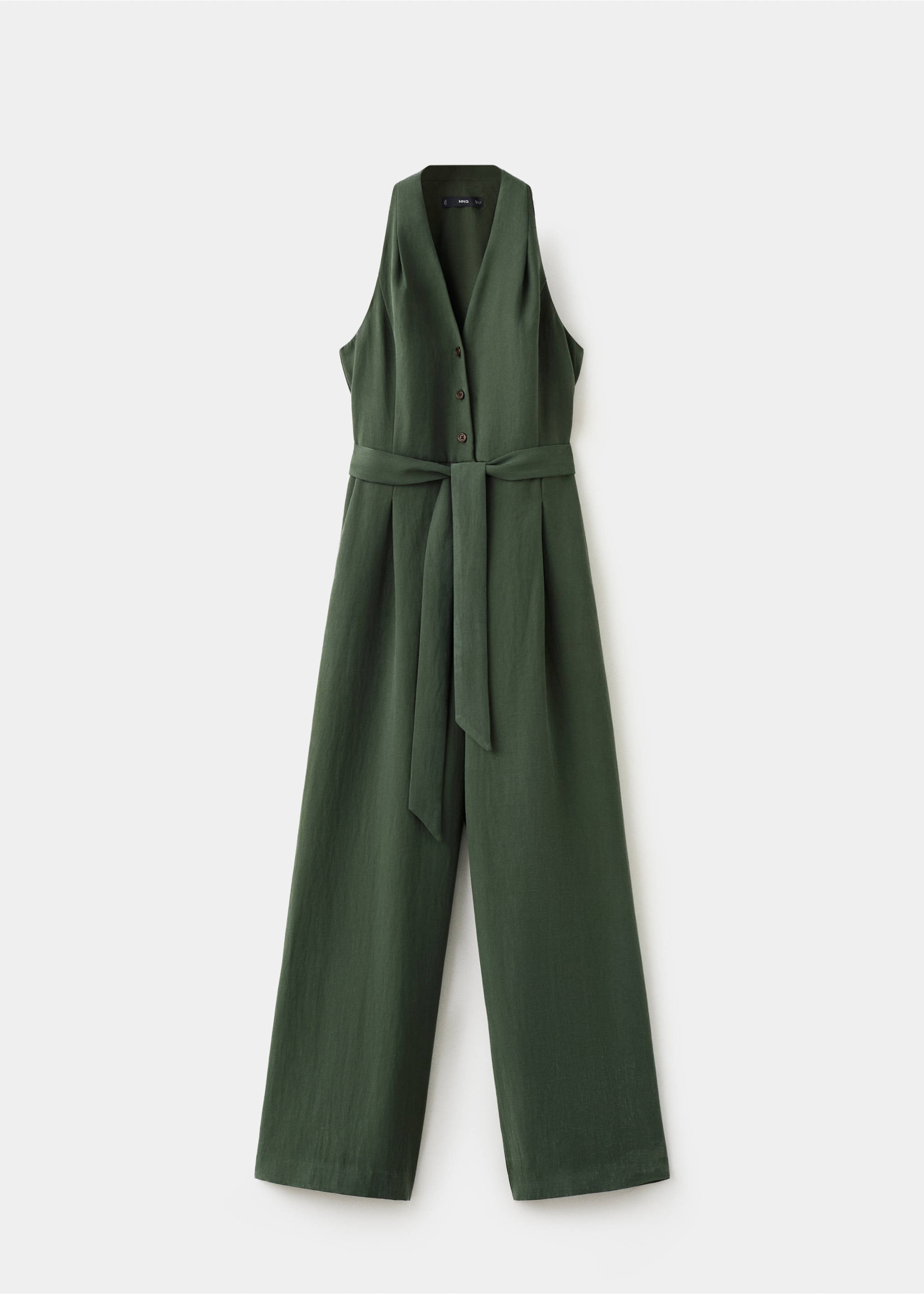 Halter-neck jumpsuit with belt - Article without model, Khaki. Ref: 27083308-00.