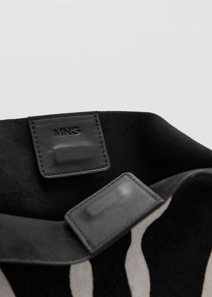 Leather and fur tote bag — Black