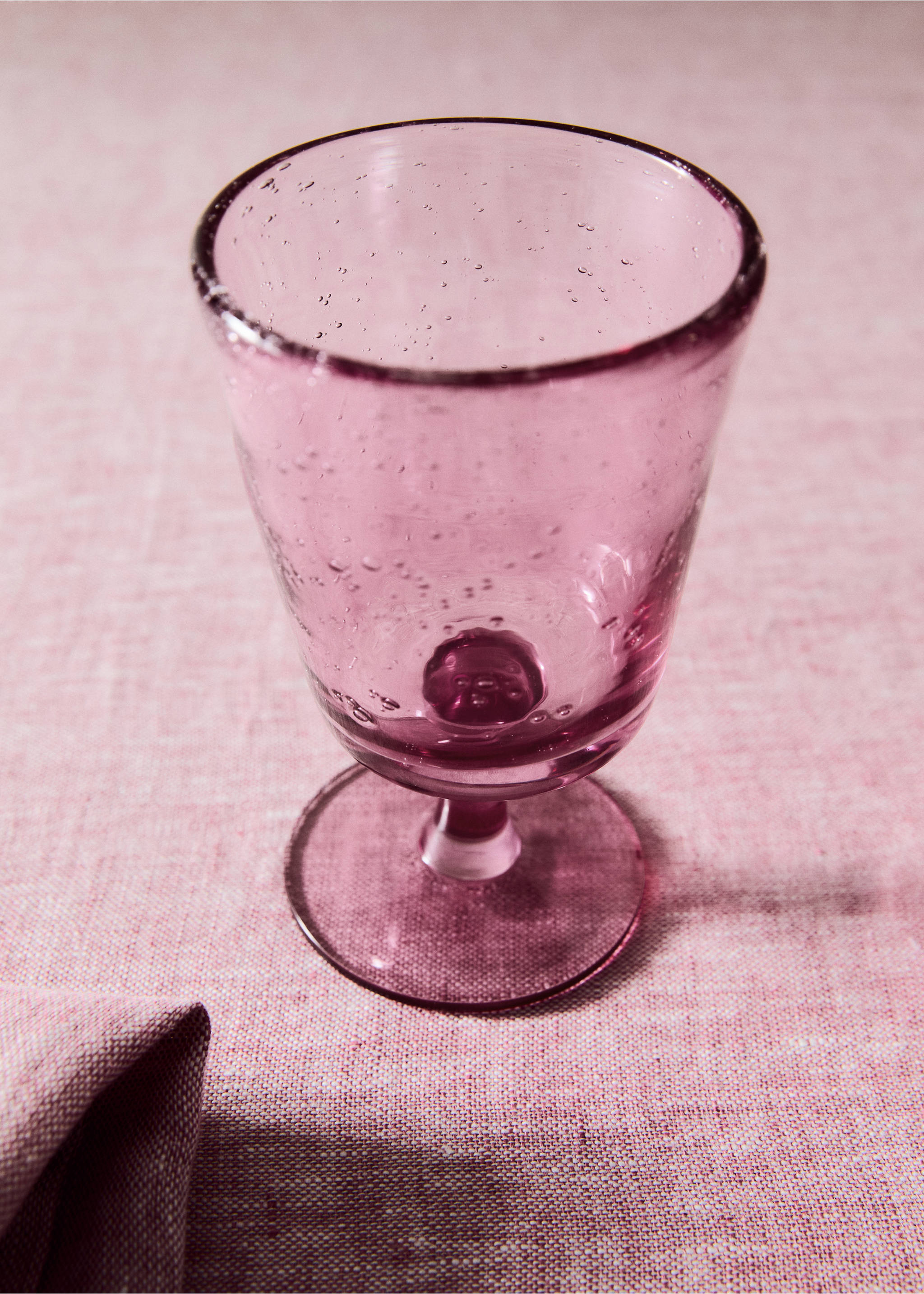 Čaša na stalku od stakla s mjehurićima u boji - Opći prikaz, Ljubičasta. Ref: 27083312-00.