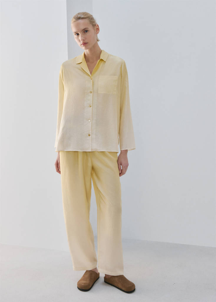 Ombre silk shirt — Pastel Yellow
