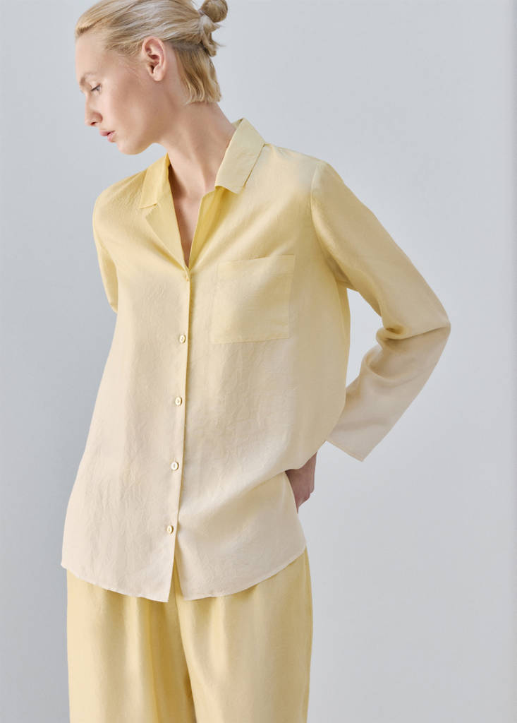 Ombre silk shirt — Pastel Yellow
