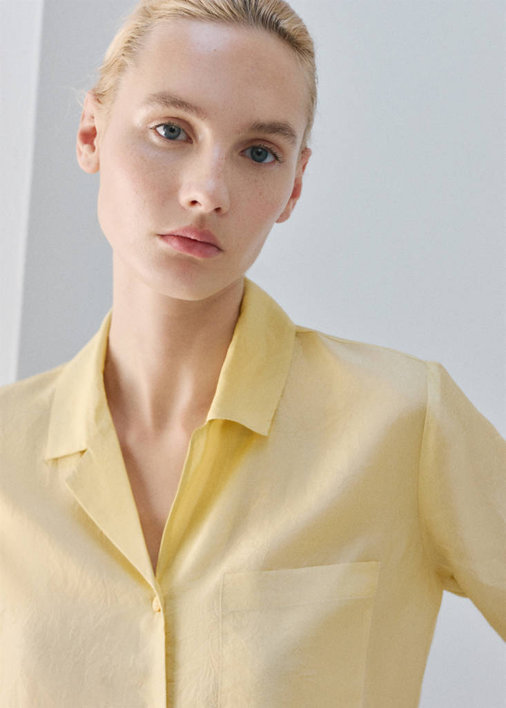 Ombre silk shirt — Pastel Yellow