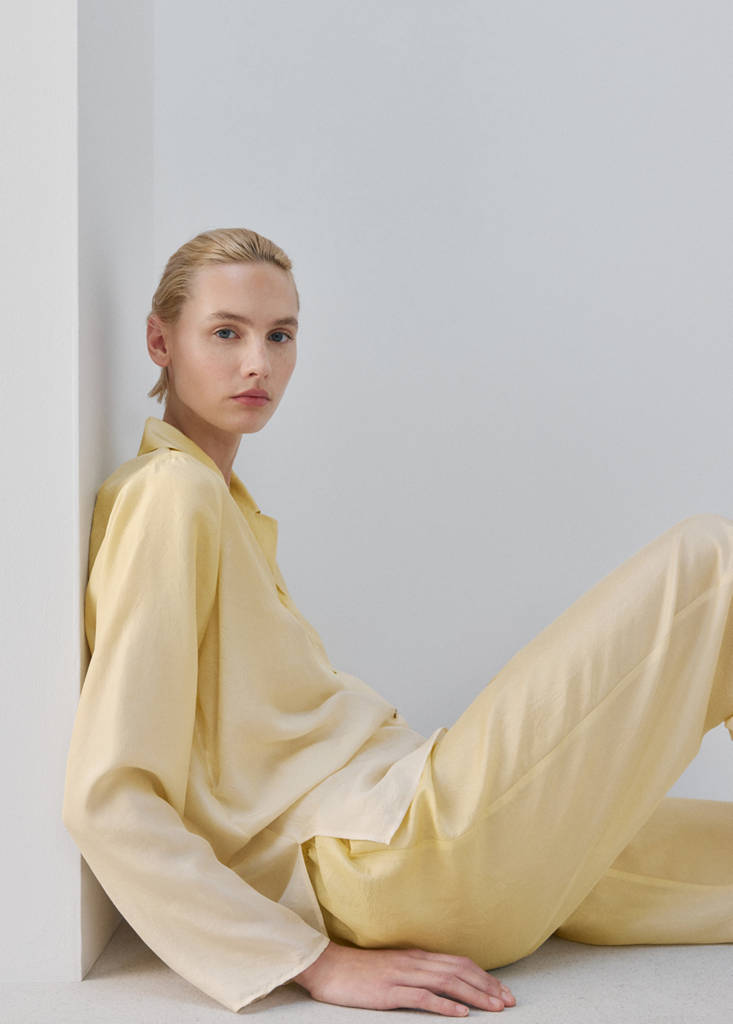 Ombre silk shirt — Pastel Yellow